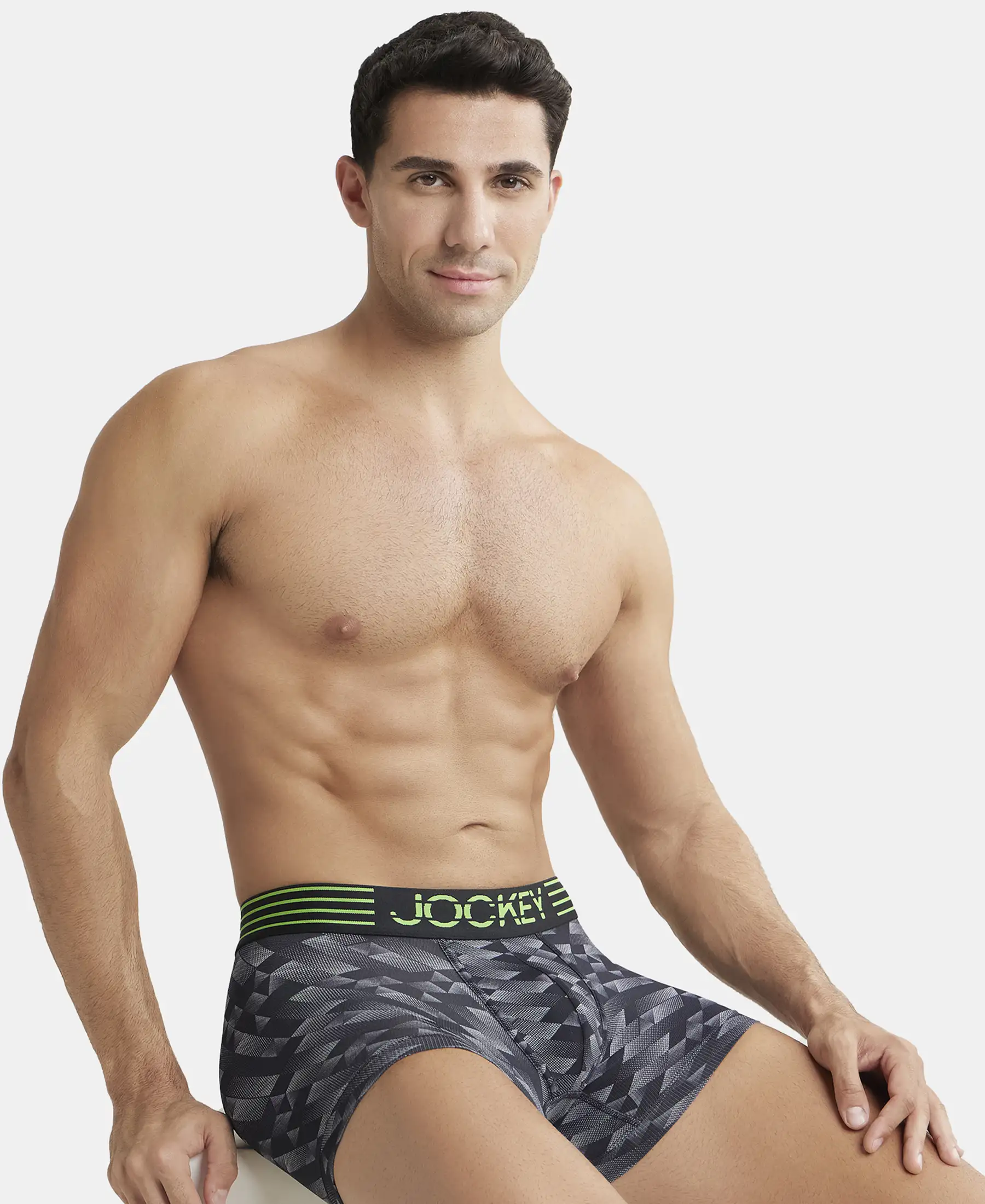 Microfiber Mesh Elastane Stretch Printed Performance Trunk with StayDry Technology - Black print - Image 5