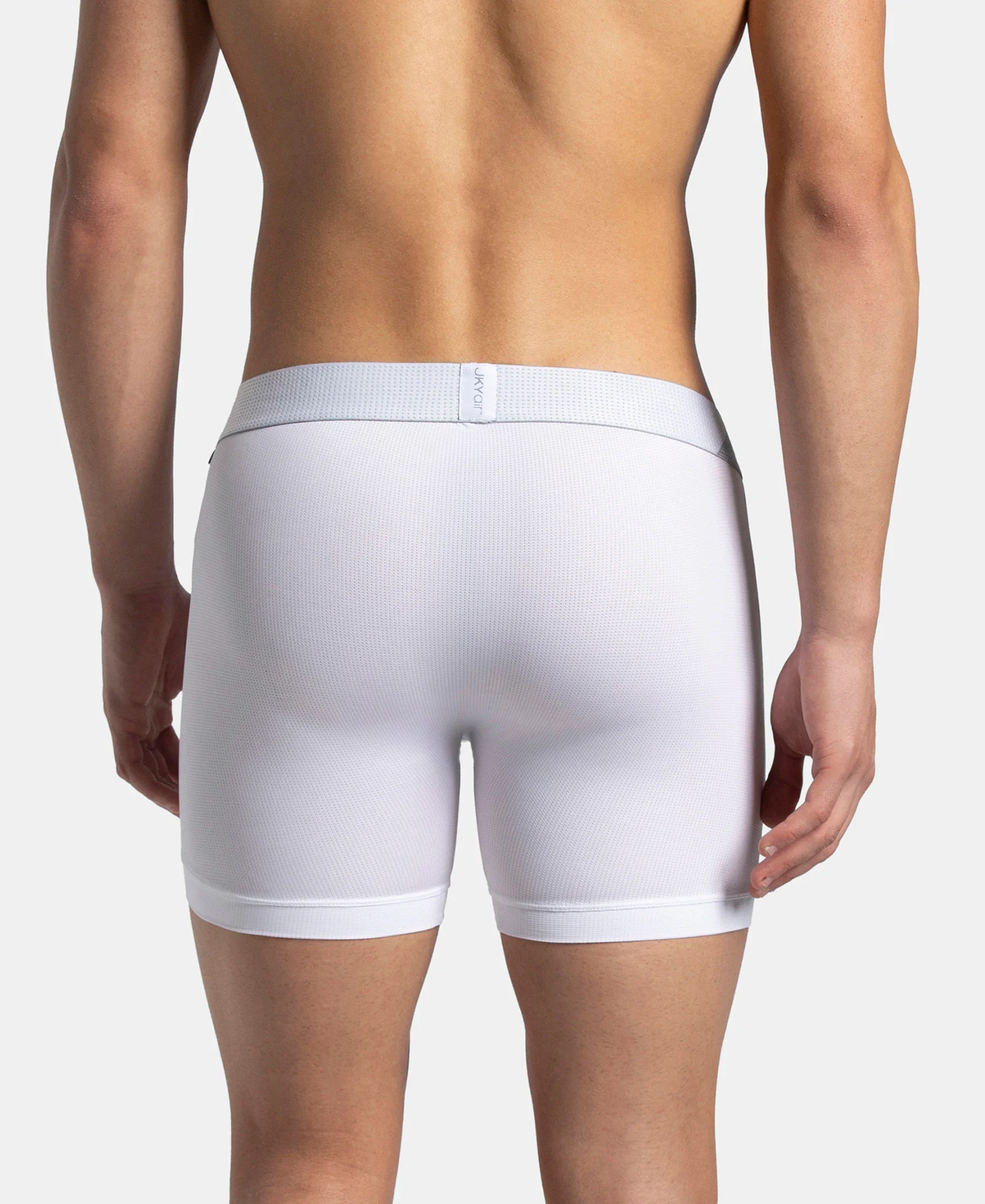 Microfiber Mesh Elastane Stretch Performance Boxer Brief with StayDry Technology - White - Image 3