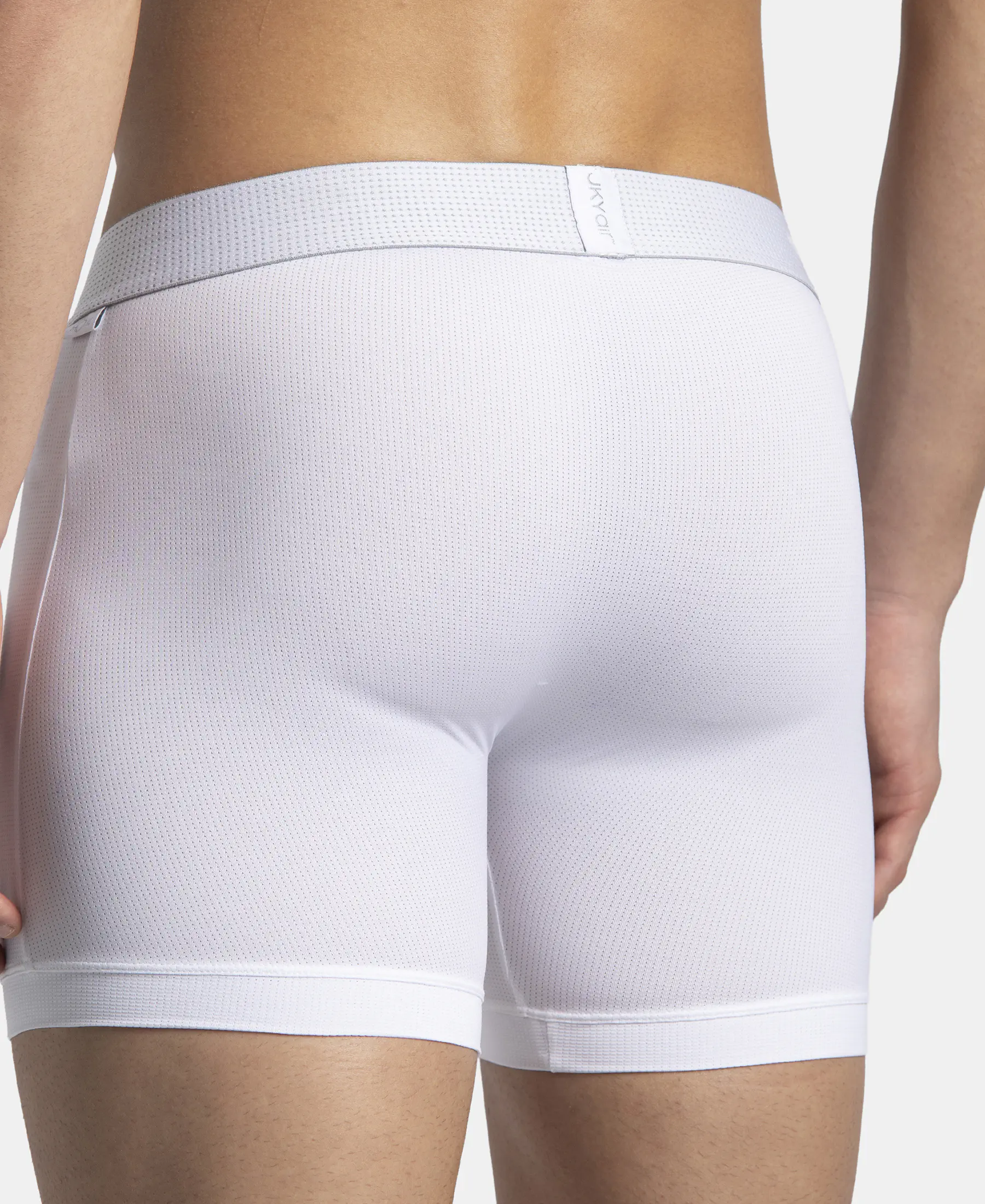 Microfiber Mesh Elastane Stretch Performance Boxer Brief with StayDry Technology - White - Image 8