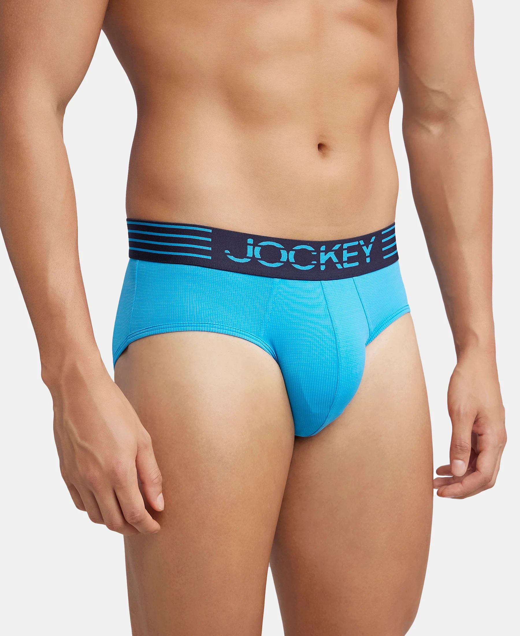 Microfiber Mesh Elastane Stretch Performance Brief with StayDry Technology - Tropical Sea - Image 2
