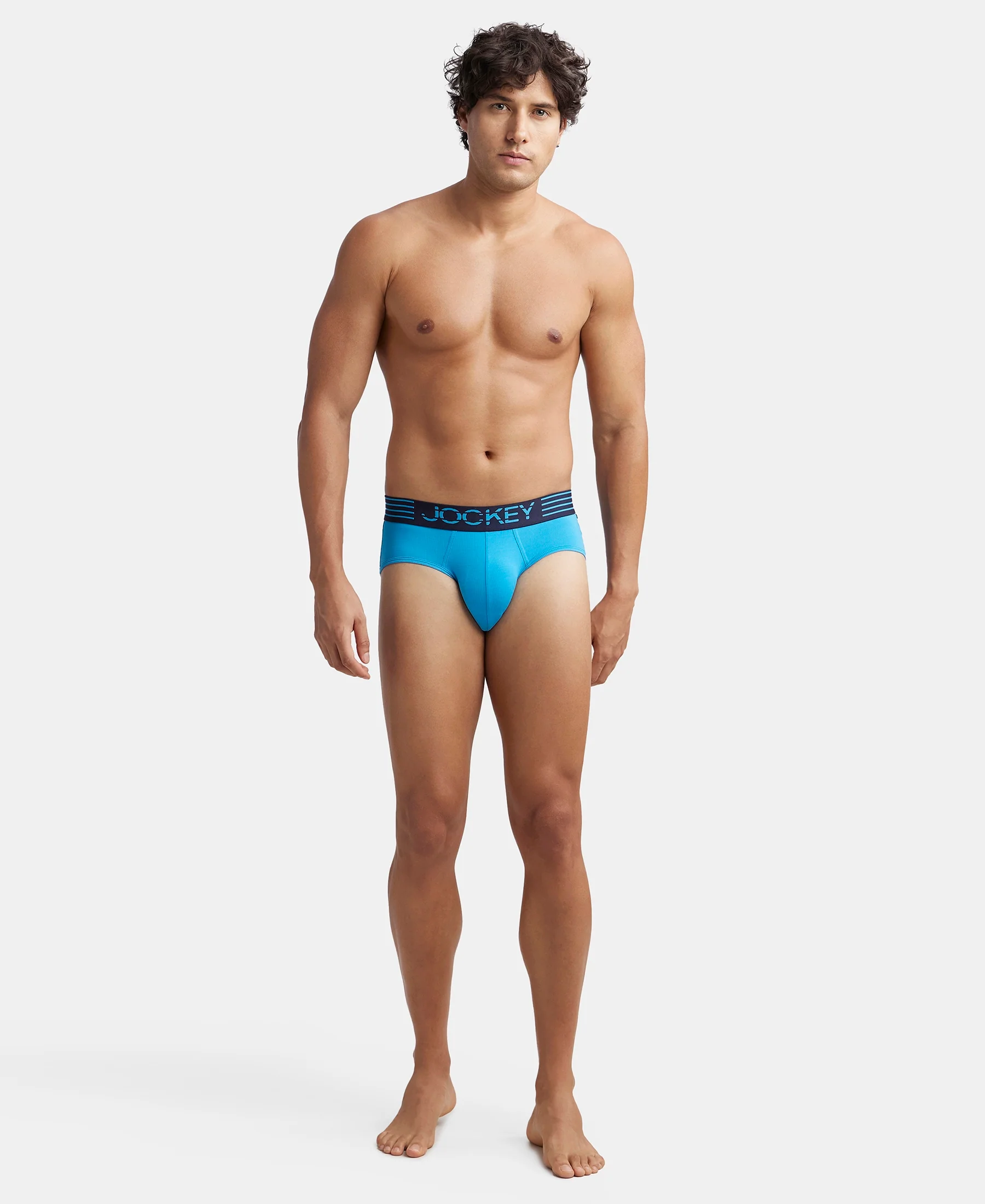 Microfiber Mesh Elastane Stretch Performance Brief with StayDry Technology - Tropical Sea - Image 4