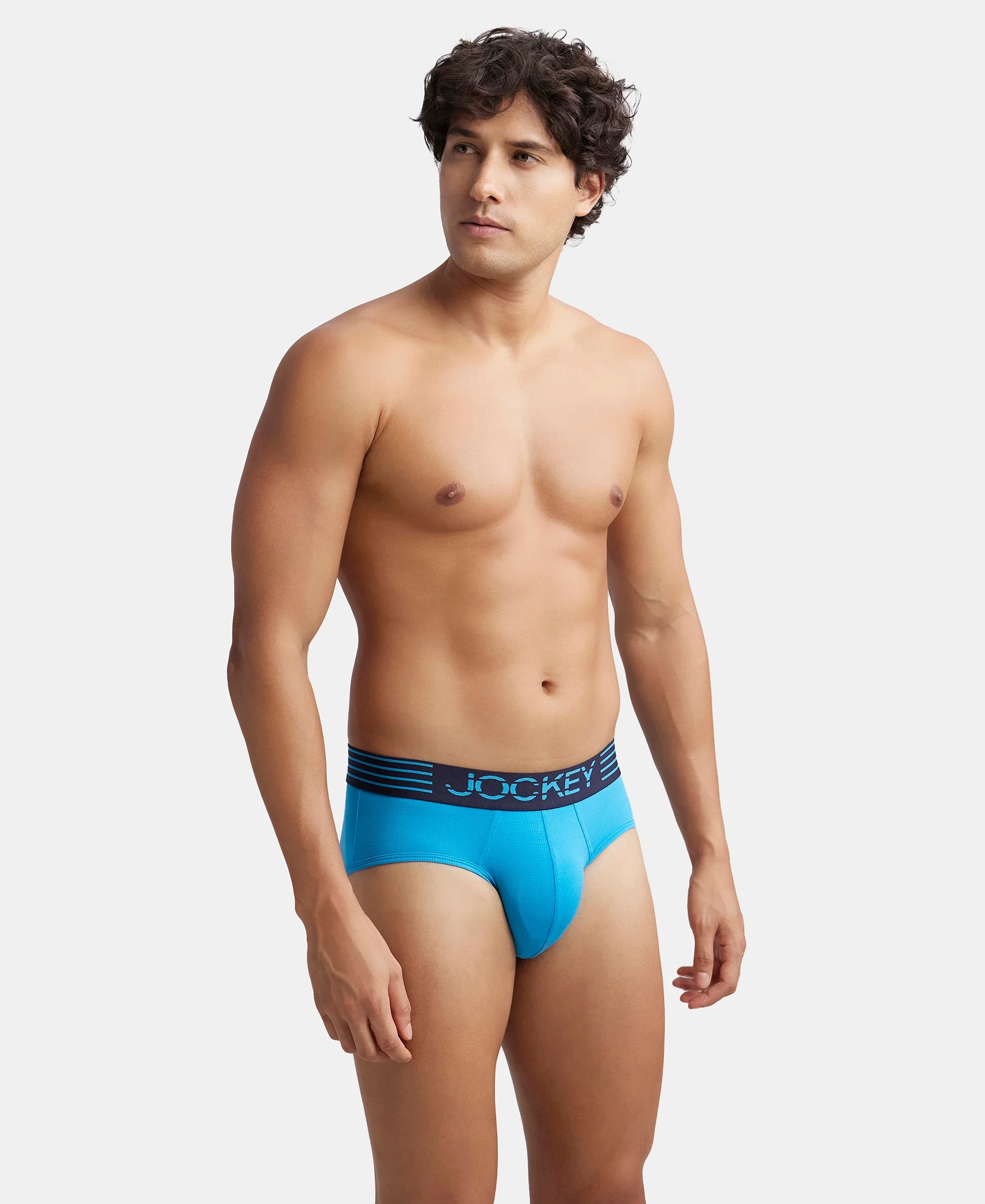 Microfiber Mesh Elastane Stretch Performance Brief with StayDry Technology - Tropical Sea - Image 5