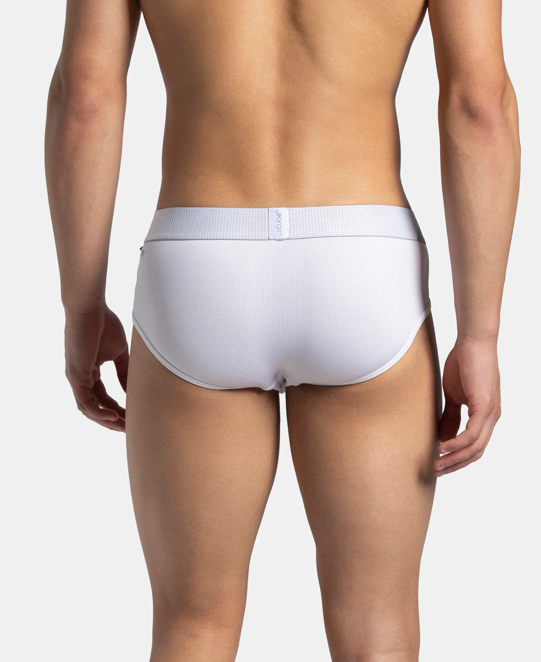 Microfiber Mesh Elastane Stretch Performance Brief with StayDry Technology - White - Image 3