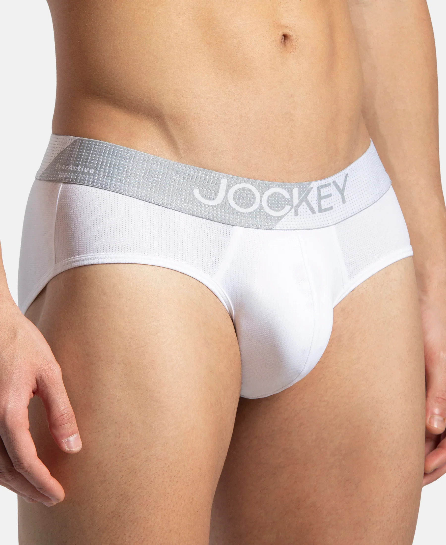 Microfiber Mesh Elastane Stretch Performance Brief with StayDry Technology - White - Image 7