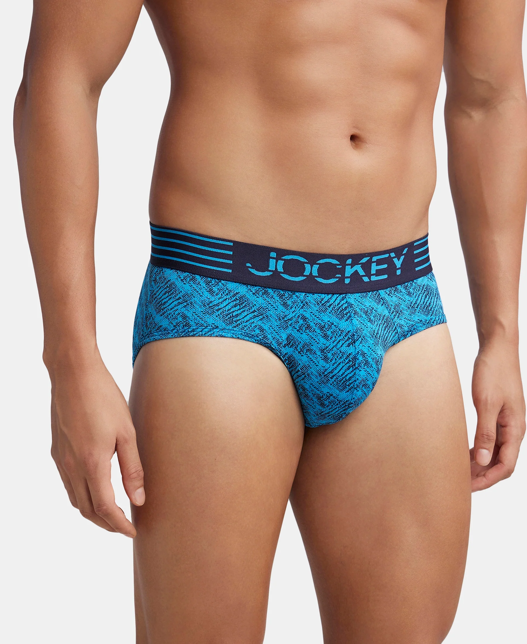 Microfiber Mesh Elastane Stretch Printed Performance Brief with StayDry Technology - Tropical Sea - Image 2