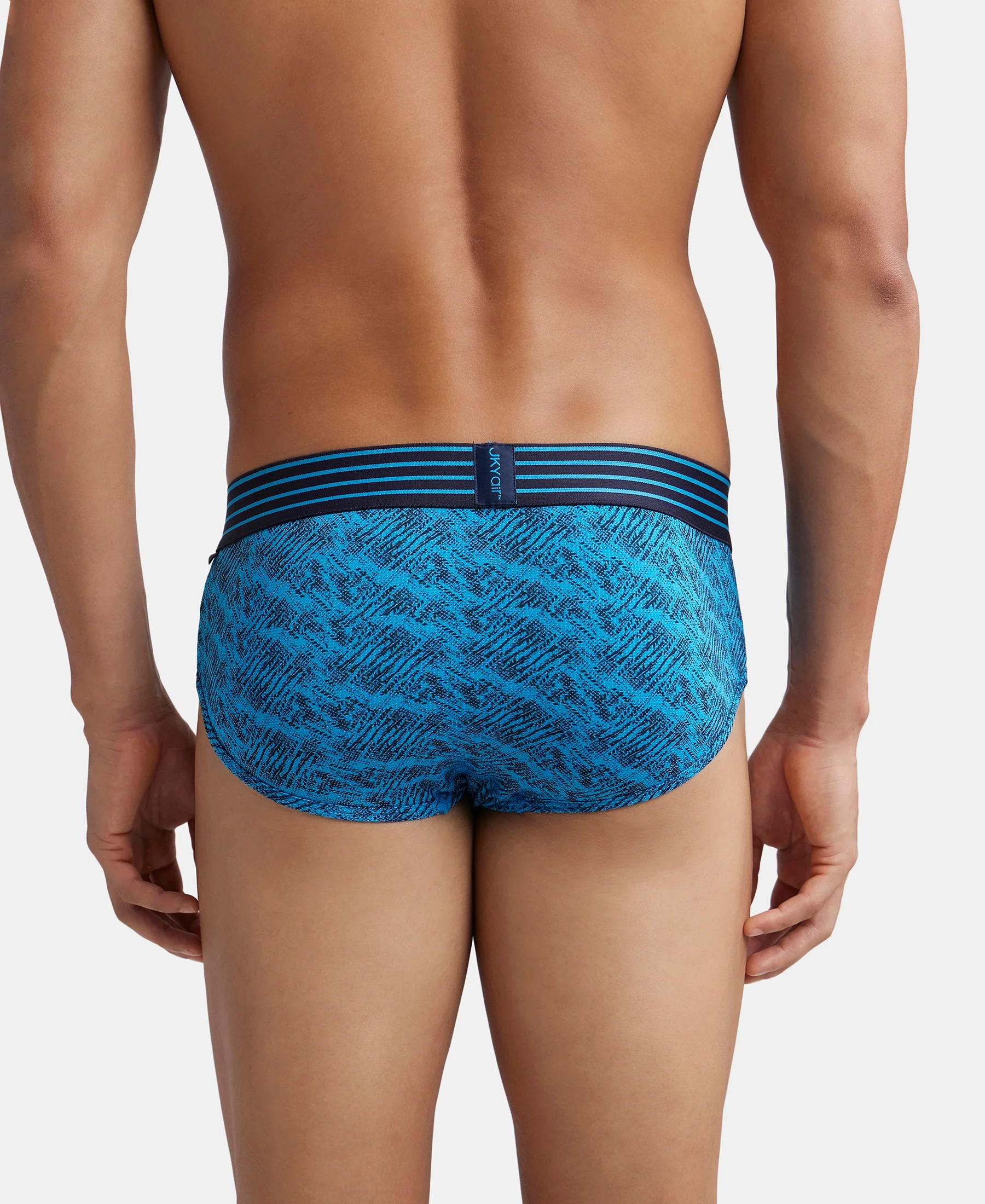 Microfiber Mesh Elastane Stretch Printed Performance Brief with StayDry Technology - Tropical Sea - Image 3