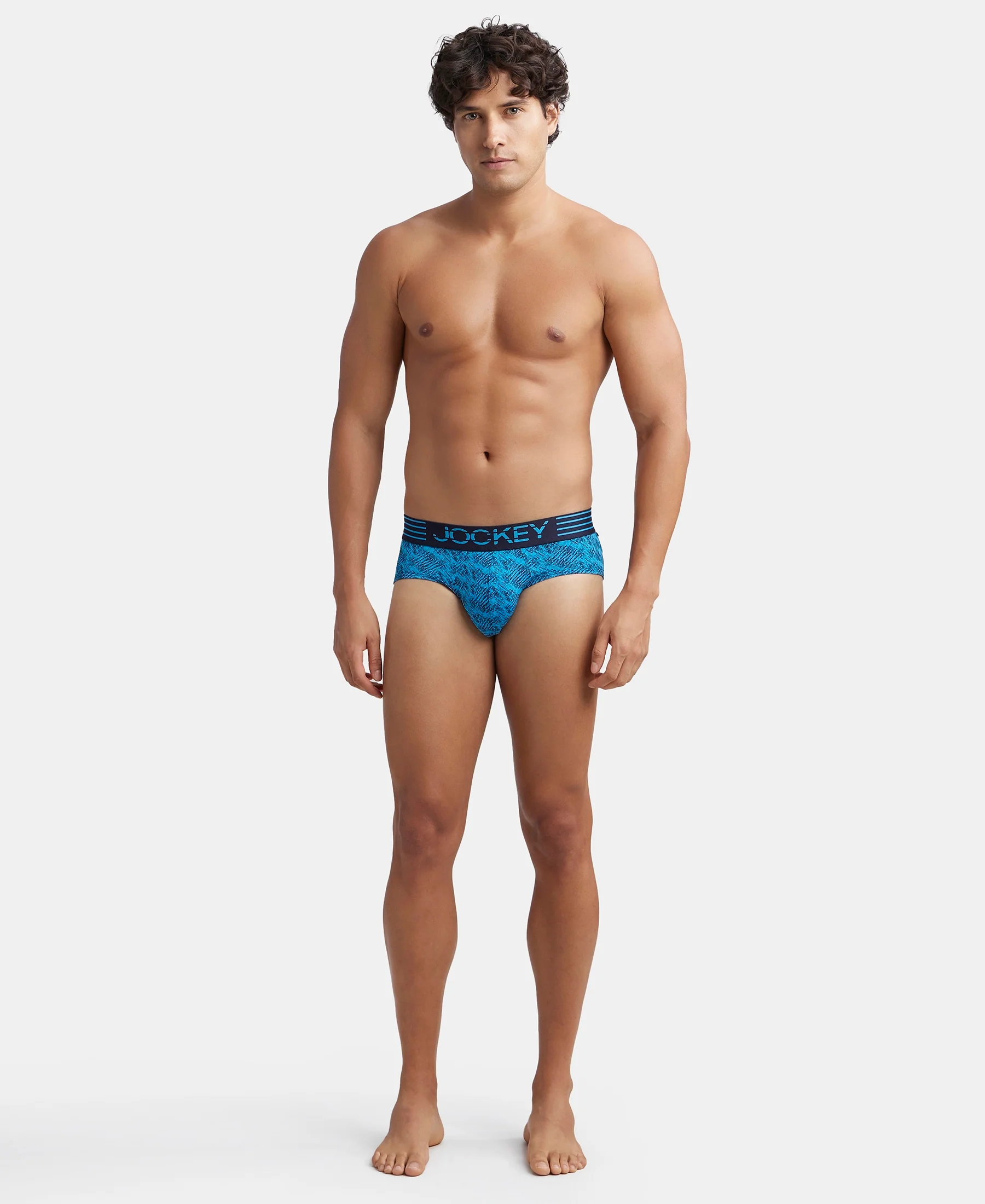 Microfiber Mesh Elastane Stretch Printed Performance Brief with StayDry Technology - Tropical Sea - Image 4