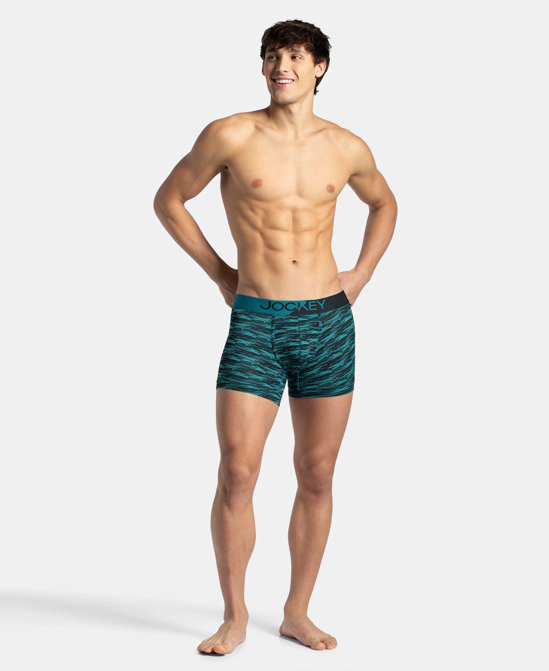 Microfiber Mesh Elastane Stretch Printed Performance Trunk with StayDry Technology - Ocean Depth - Image 4