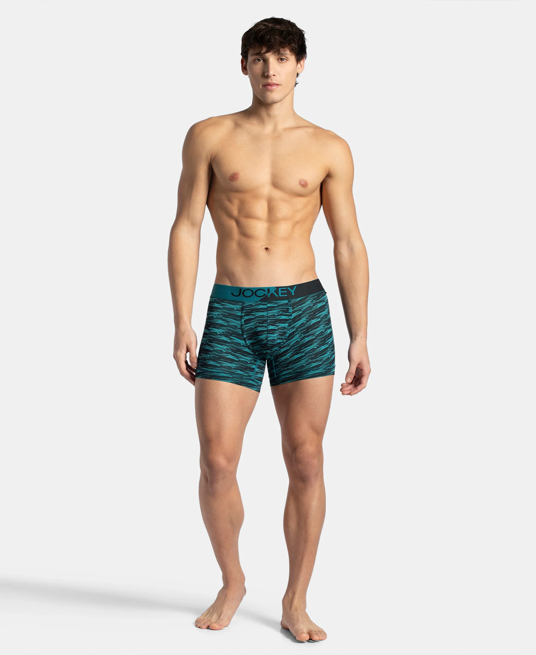 Microfiber Mesh Elastane Stretch Printed Performance Trunk with StayDry Technology - Ocean Depth - Image 6