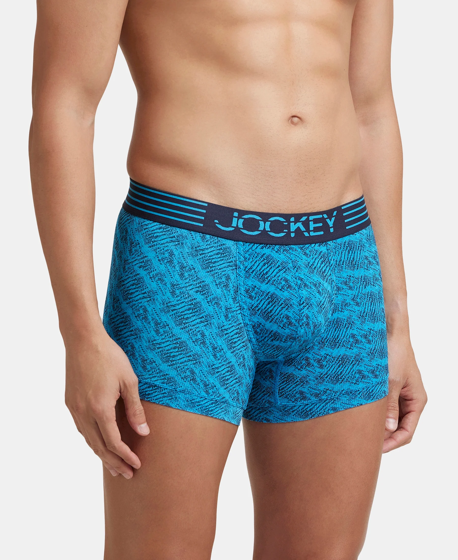 Microfiber Mesh Elastane Stretch Printed Performance Trunk with StayDry Technology - Tropical Sea - Image 2
