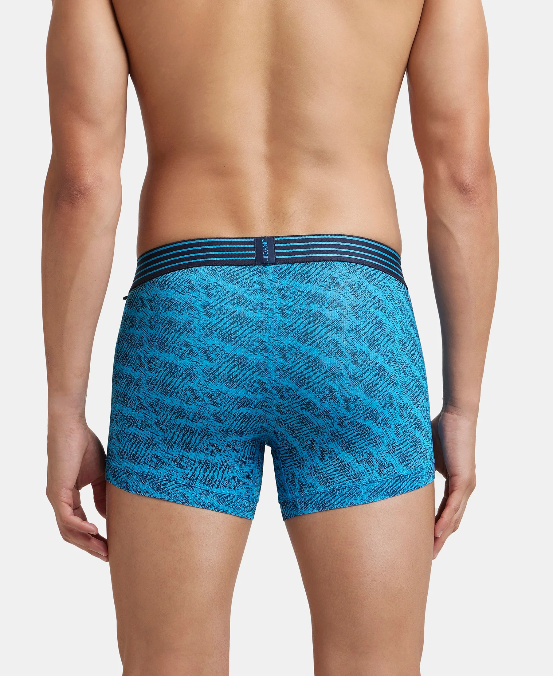 Microfiber Mesh Elastane Stretch Printed Performance Trunk with StayDry Technology - Tropical Sea - Image 3