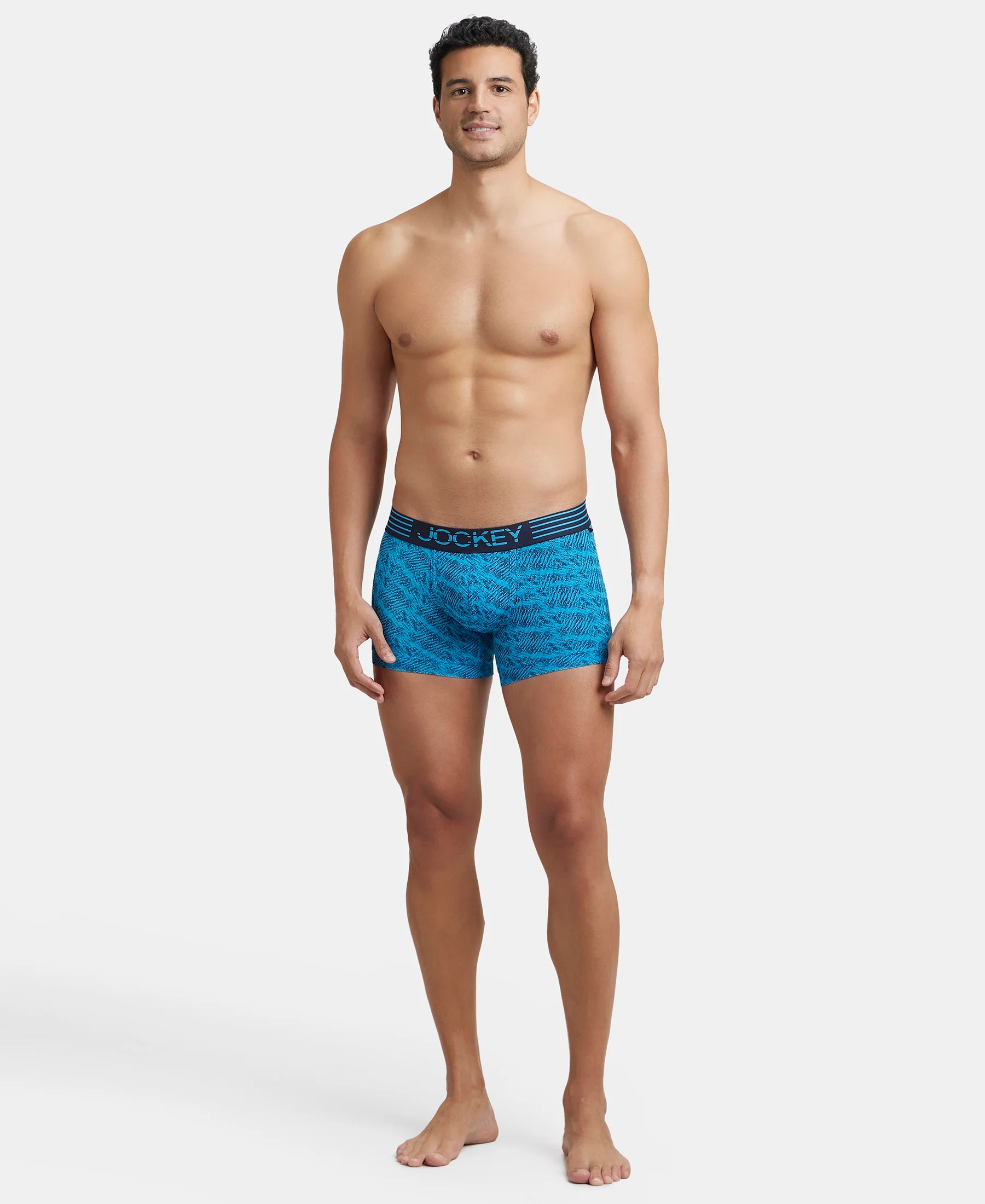 Microfiber Mesh Elastane Stretch Printed Performance Trunk with StayDry Technology - Tropical Sea - Image 4