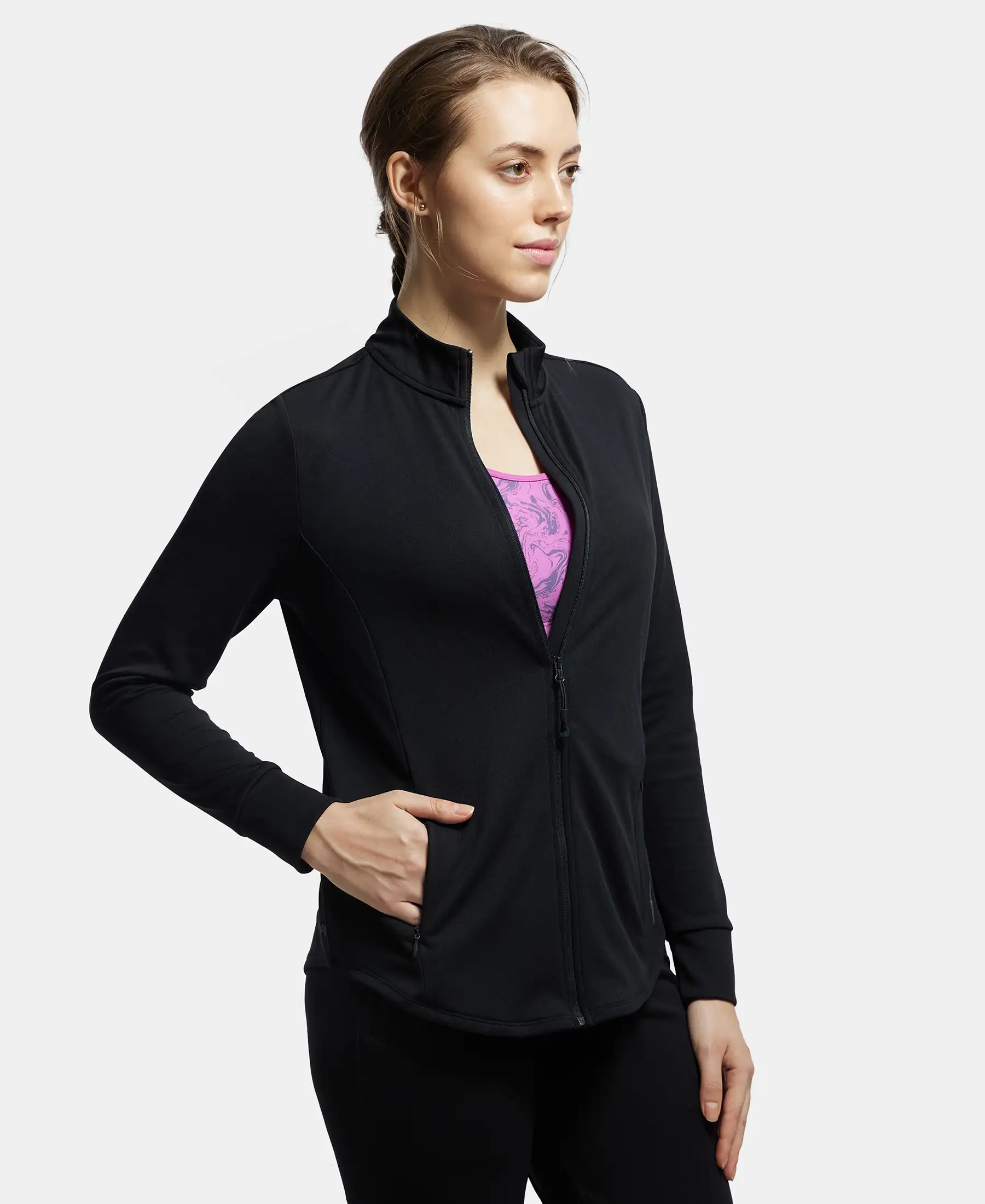 Microfiber Relaxed fit Jacket with Curved Back Hem and StayDry Treatment - Black - Image 2