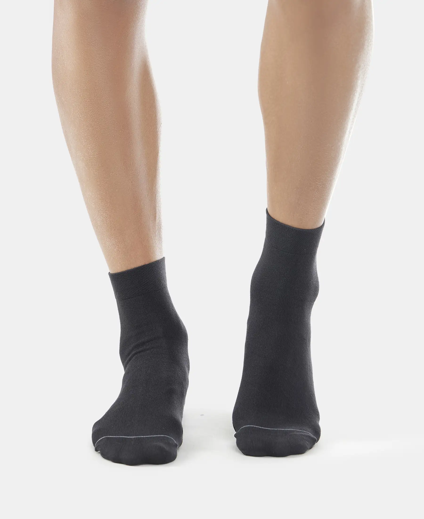 Modal Cotton Elastane Stretch Ankle Length Socks with StayFresh Treatment - Black - Image 3
