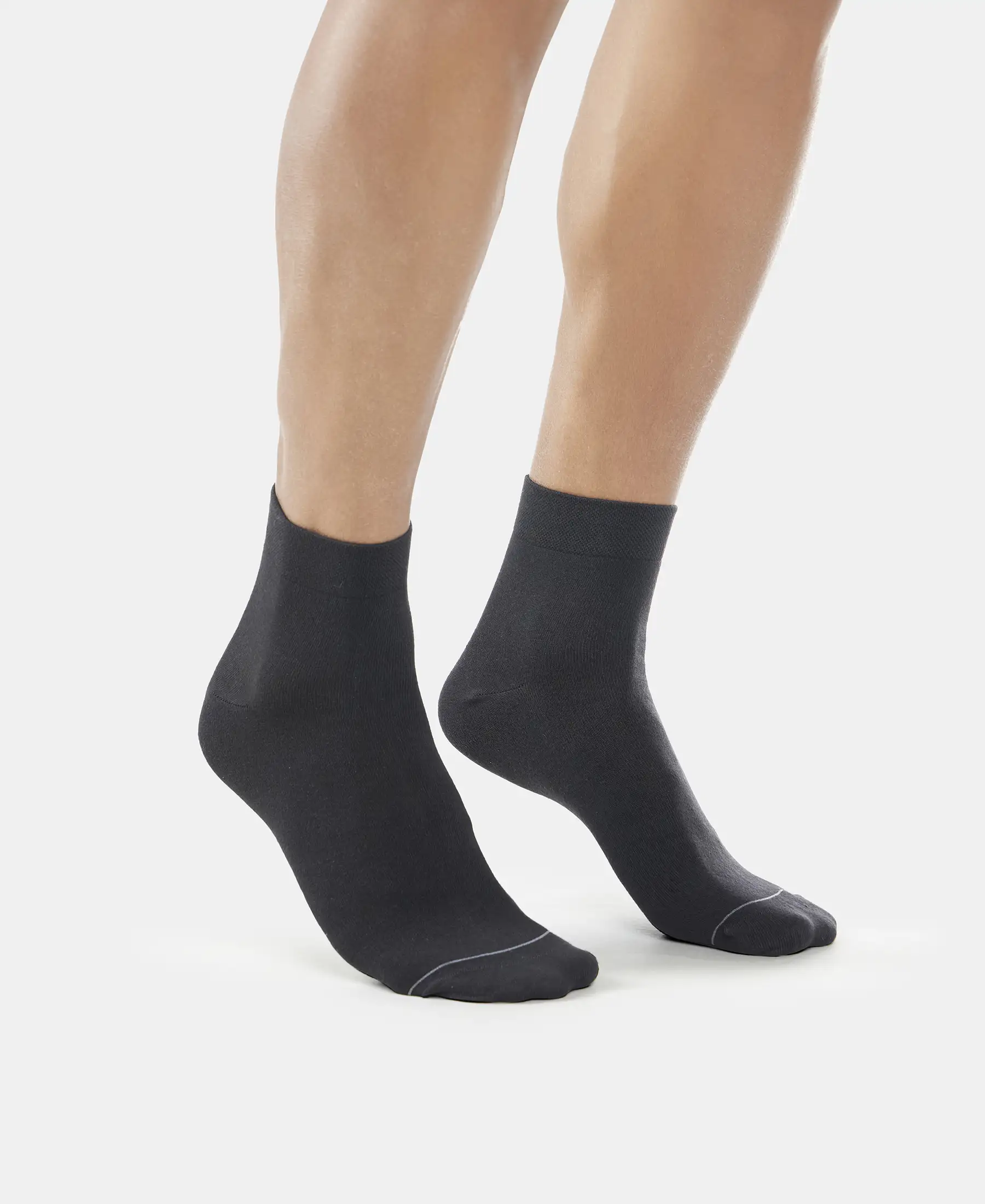 Modal Cotton Elastane Stretch Ankle Length Socks with StayFresh Treatment - Black - Image 4