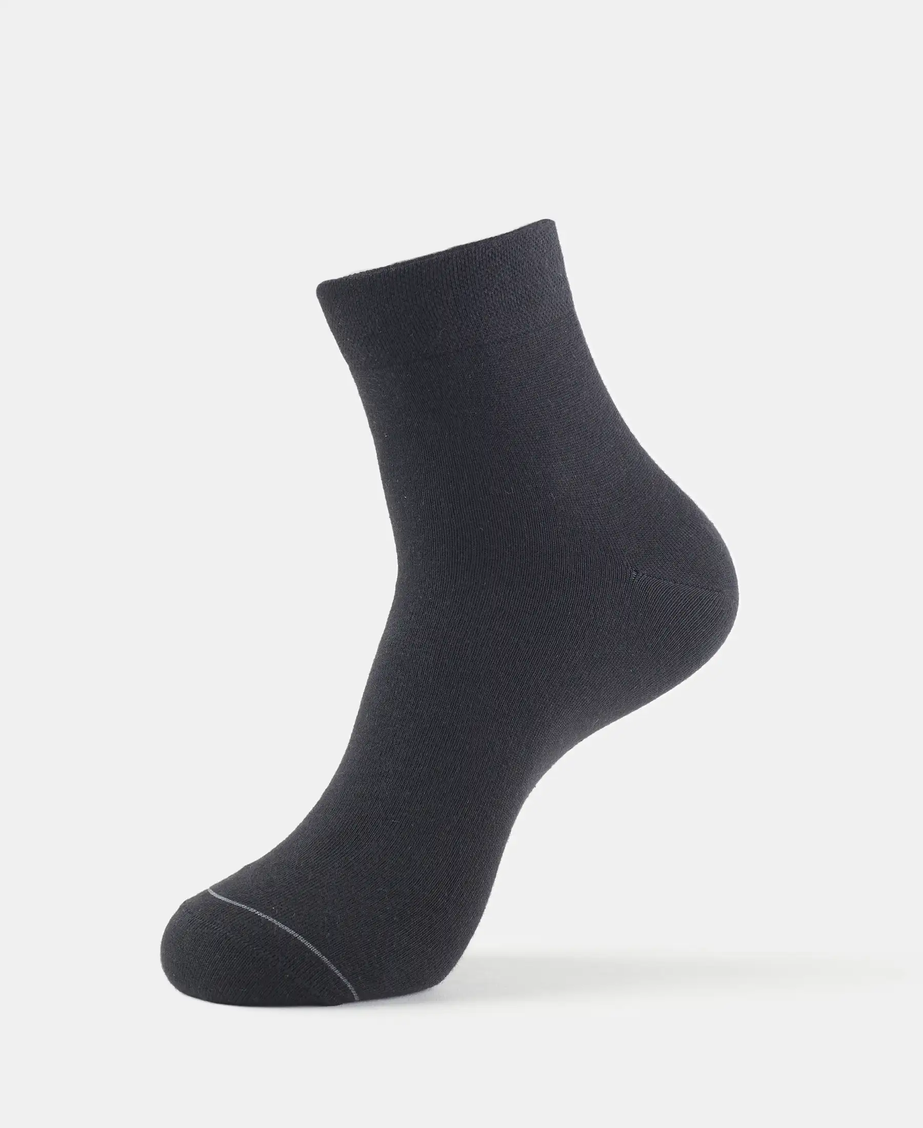Modal Cotton Elastane Stretch Ankle Length Socks with StayFresh Treatment - Black - Image 5