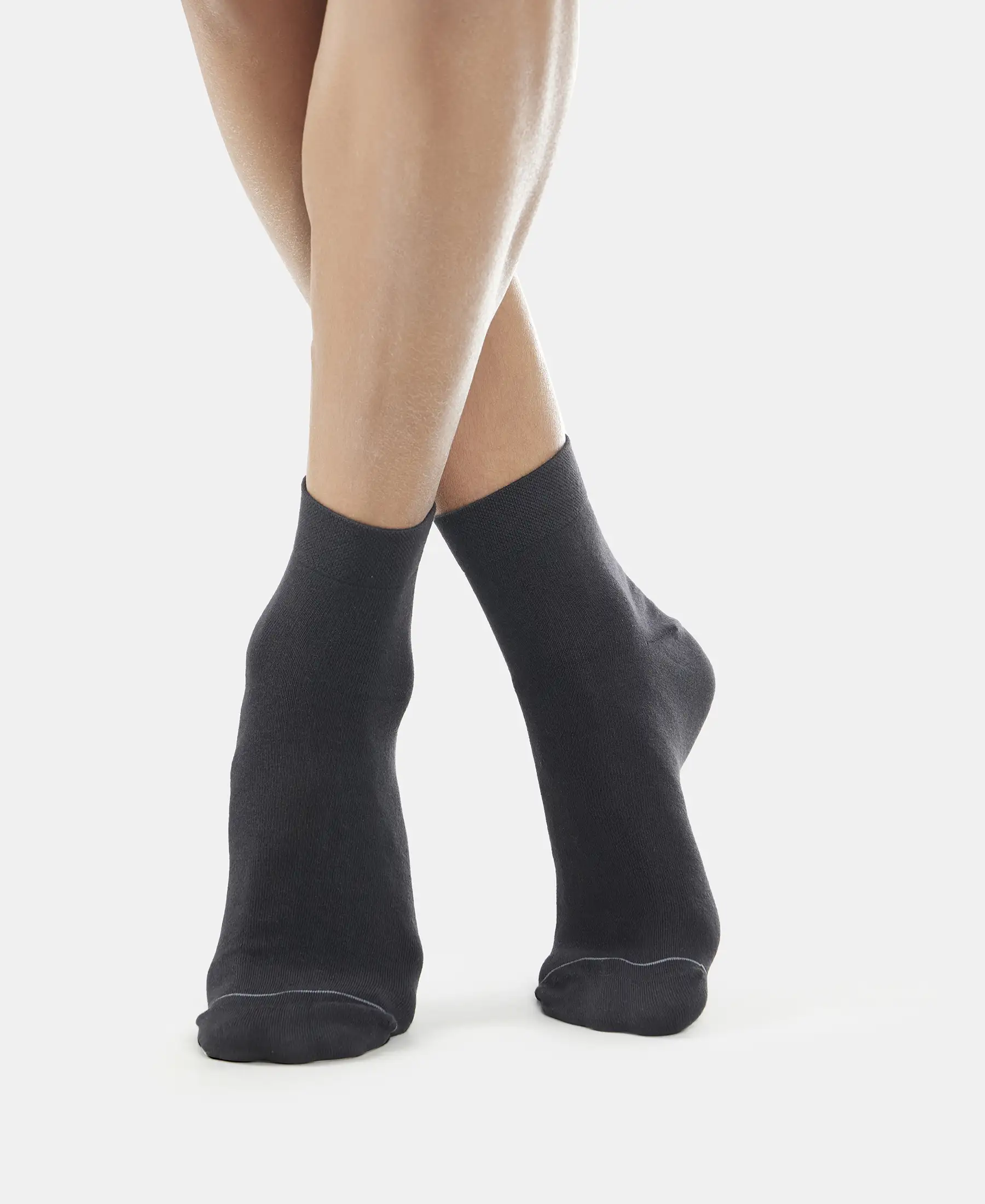 Modal Cotton Elastane Stretch Ankle Length Socks with StayFresh Treatment - Black - Image 7