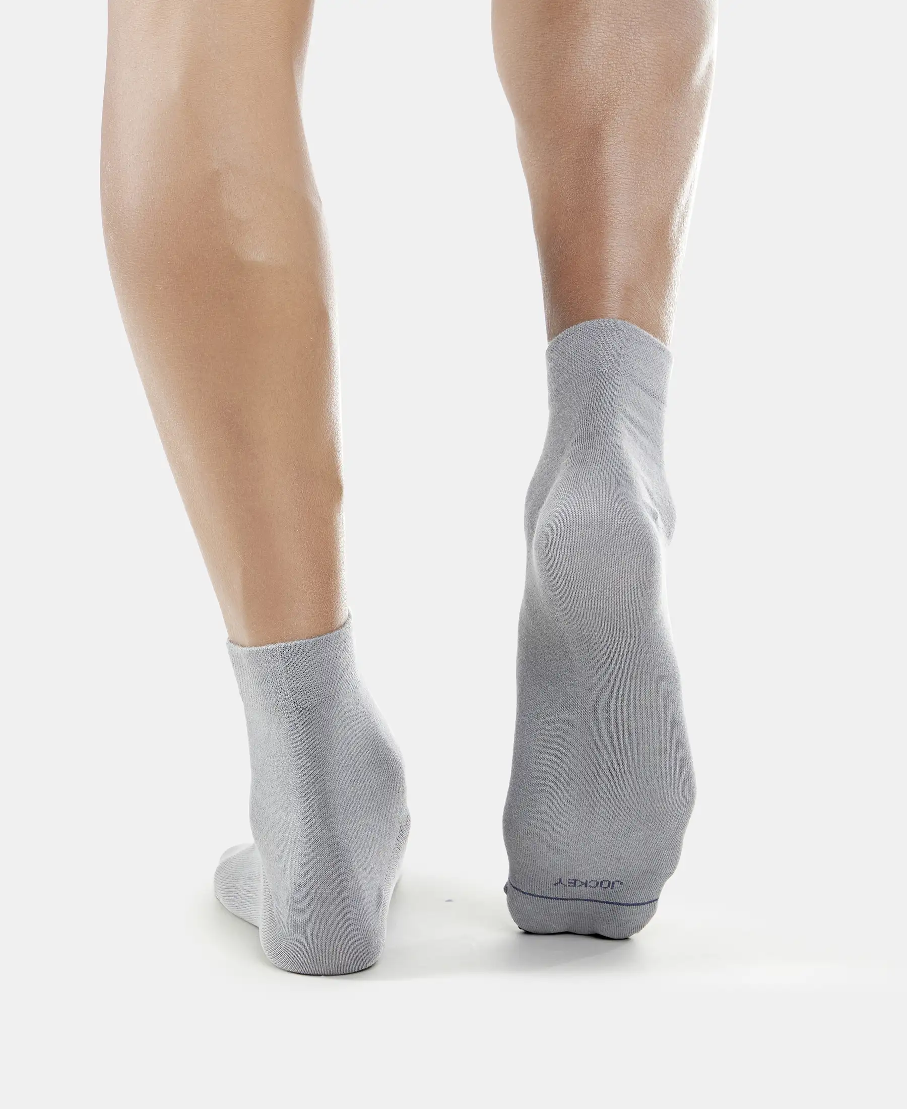 Modal Cotton Elastane Stretch Ankle Length Socks with StayFresh Treatment - Mid Grey - Image 6