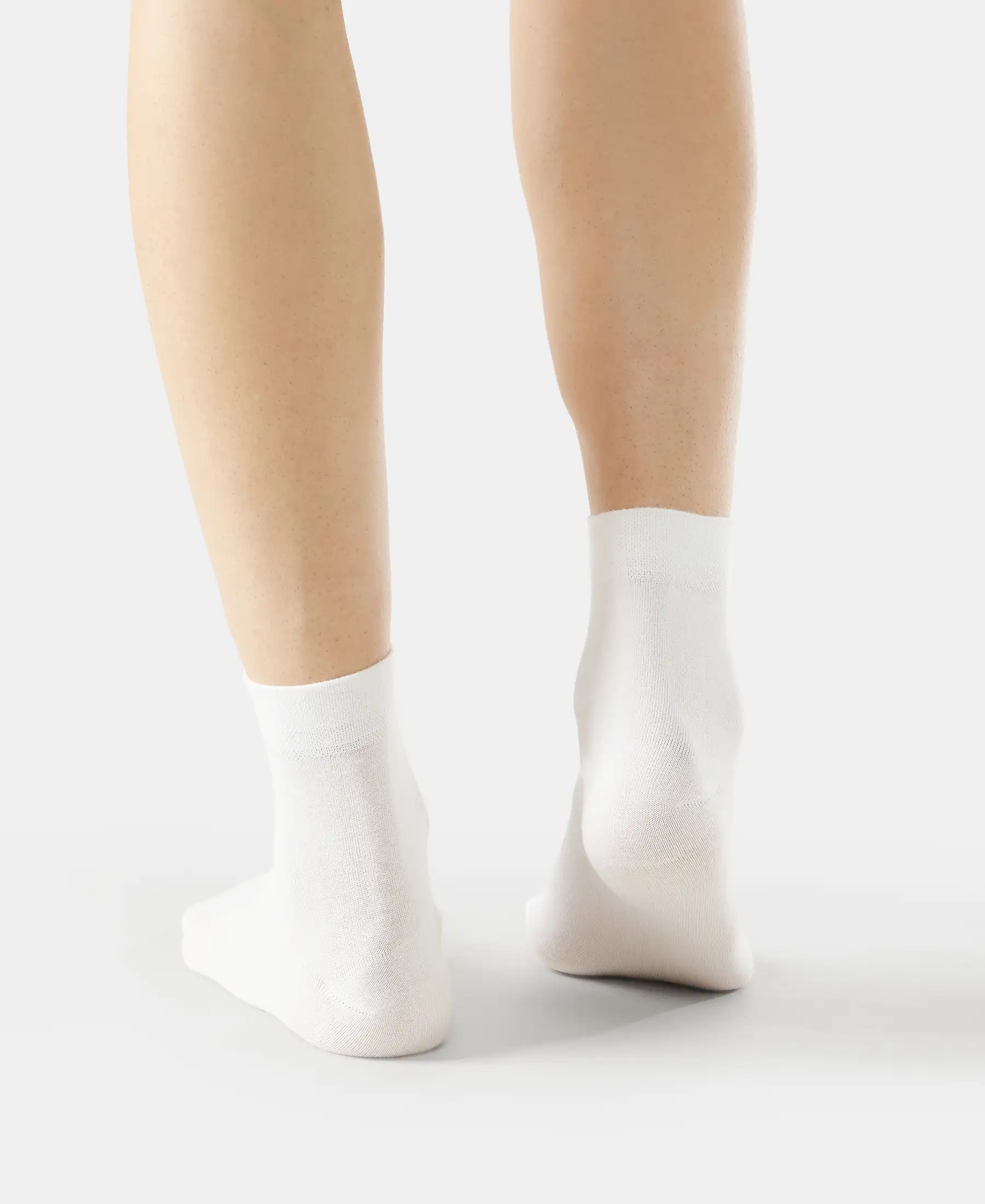 Modal Cotton Elastane Stretch Ankle Length Socks with StayFresh Treatment - White - Image 7