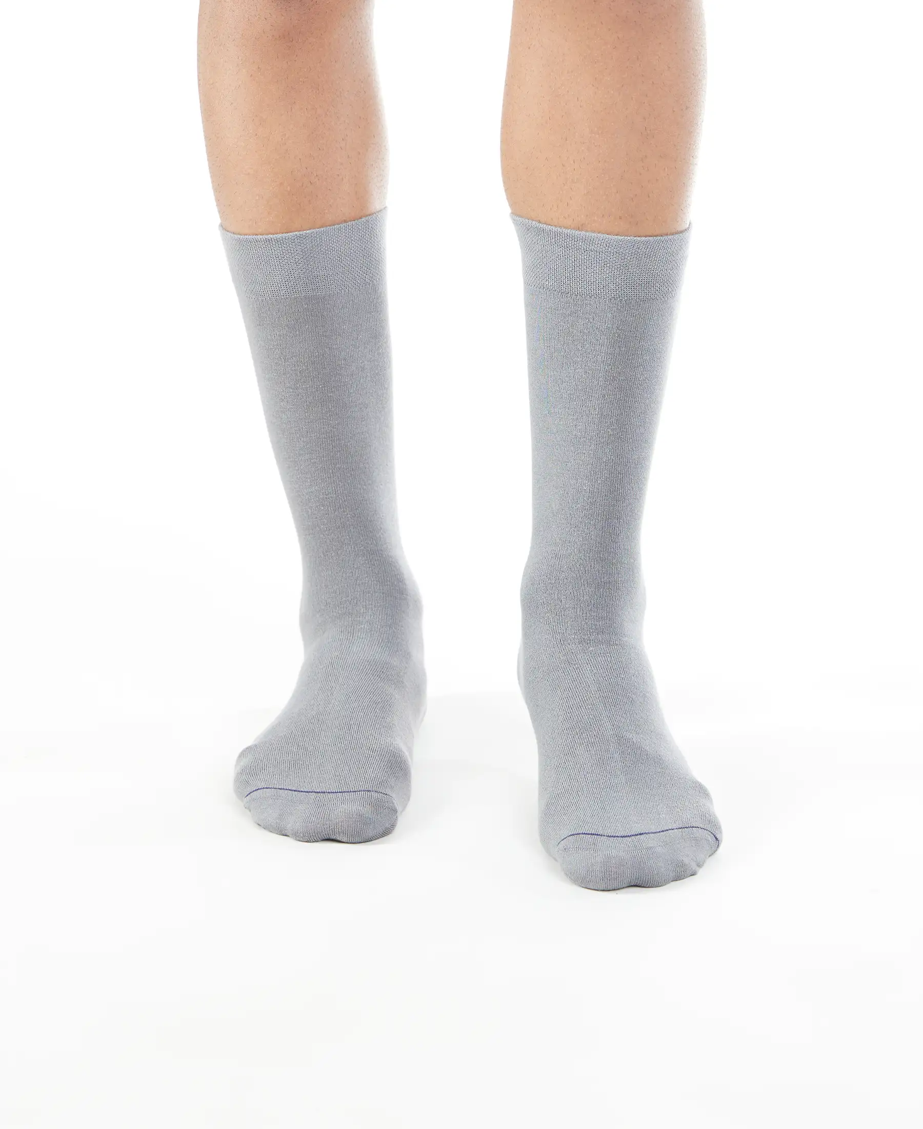 Modal Cotton Elastane Stretch Crew Length Socks with StayFresh Treatment - Mid Grey - Image 2