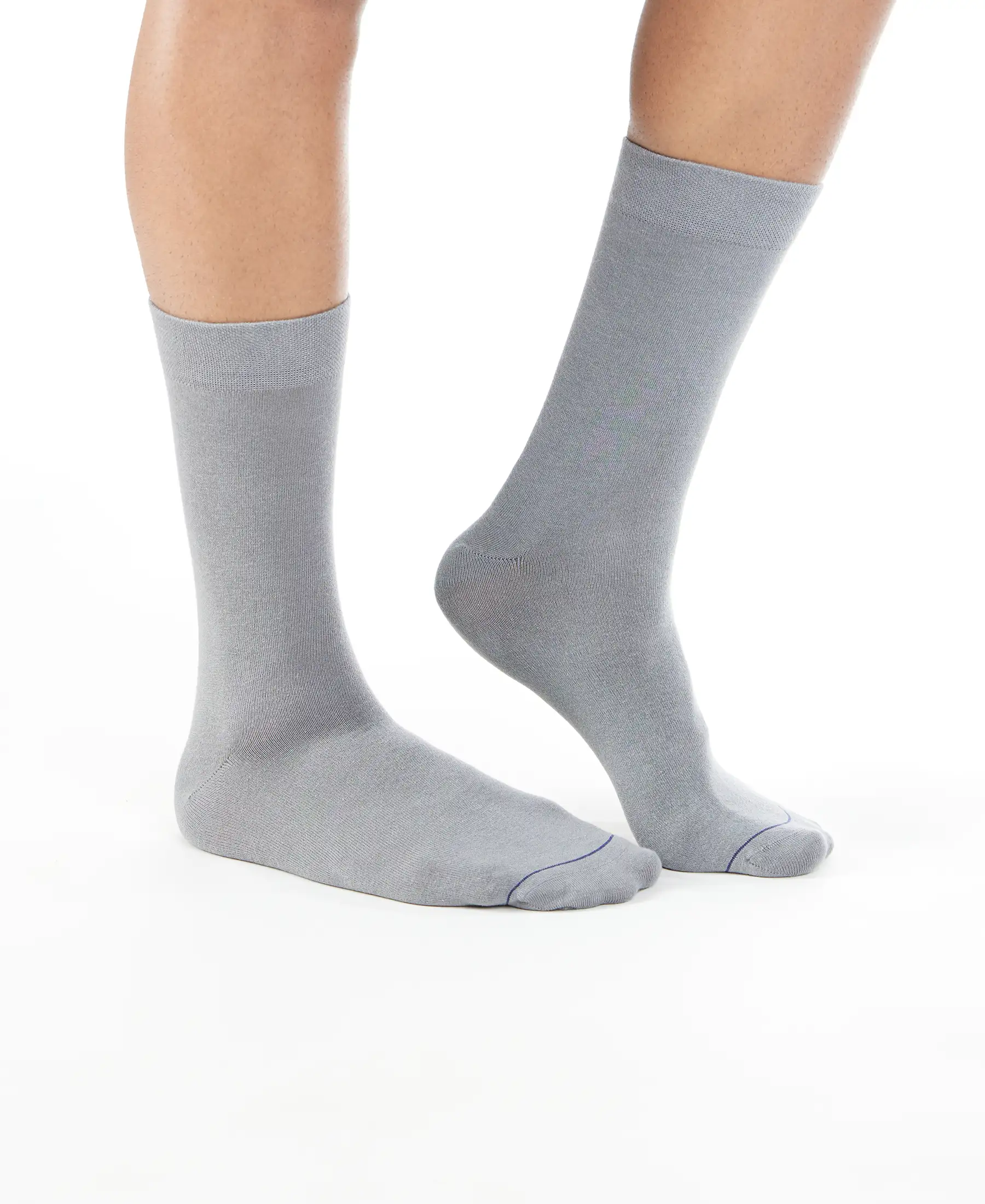 Modal Cotton Elastane Stretch Crew Length Socks with StayFresh Treatment - Mid Grey - Image 3