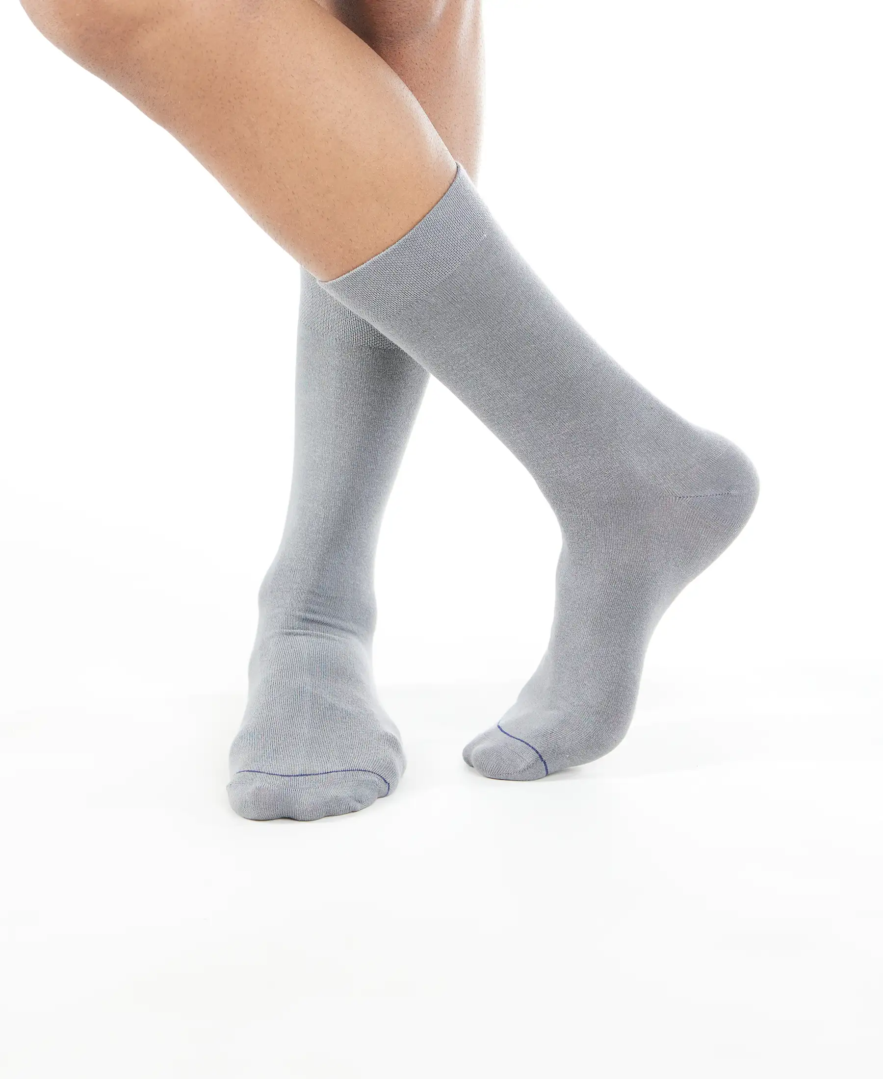 Modal Cotton Elastane Stretch Crew Length Socks with StayFresh Treatment - Mid Grey - Image 4