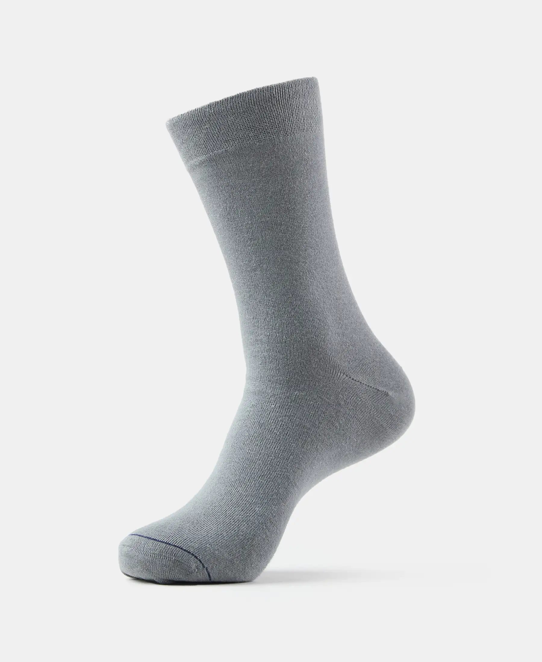 Modal Cotton Elastane Stretch Crew Length Socks with StayFresh Treatment - Mid Grey - Image 5