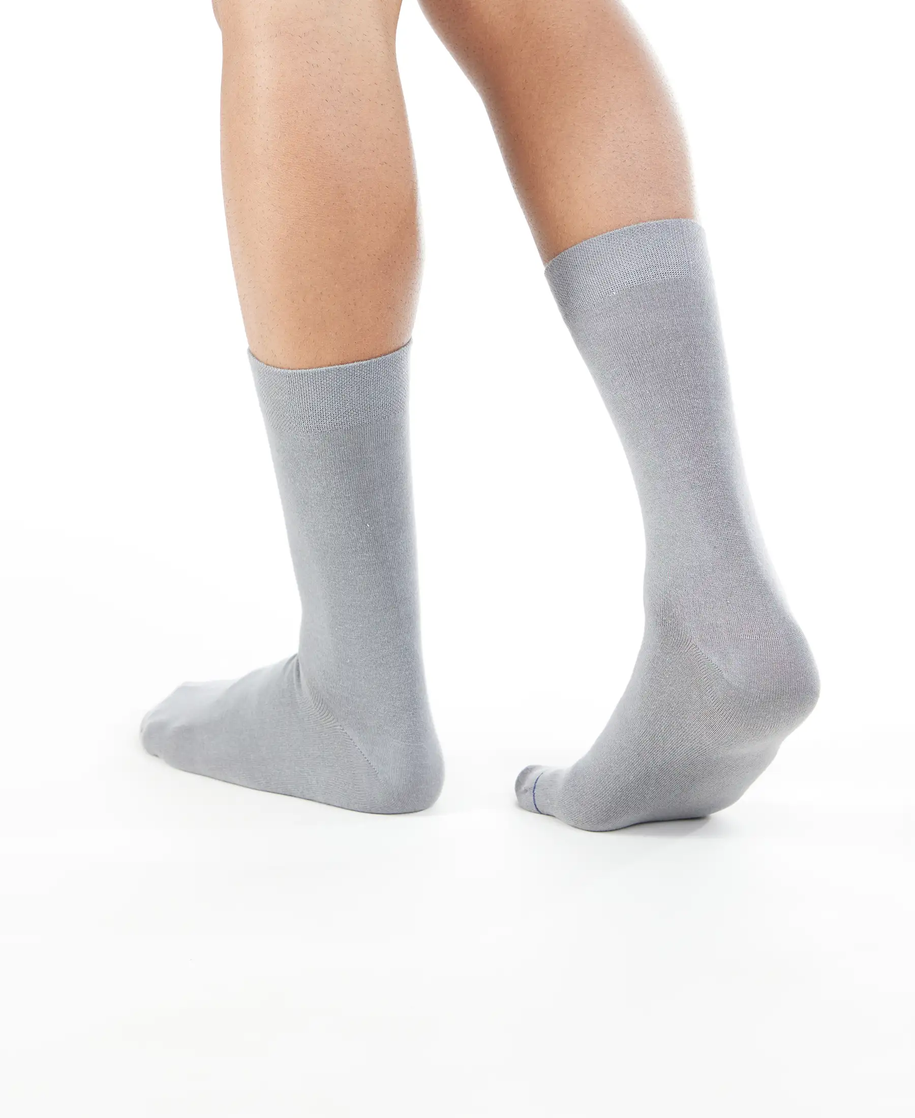 Modal Cotton Elastane Stretch Crew Length Socks with StayFresh Treatment - Mid Grey - Image 6