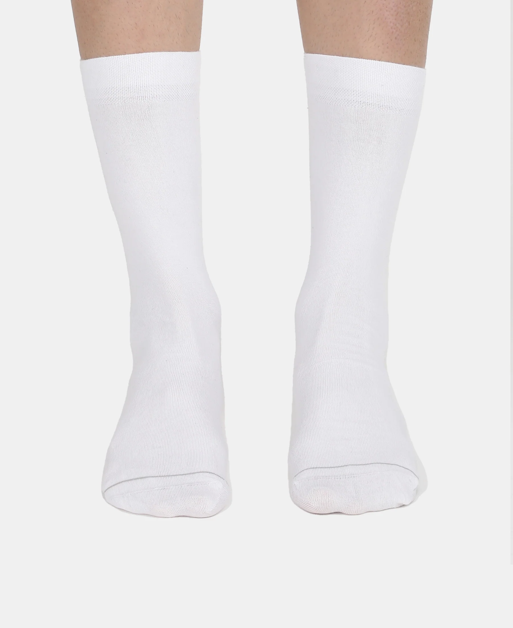 Modal Cotton Elastane Stretch Crew Length Socks with StayFresh Treatment - White - Image 2