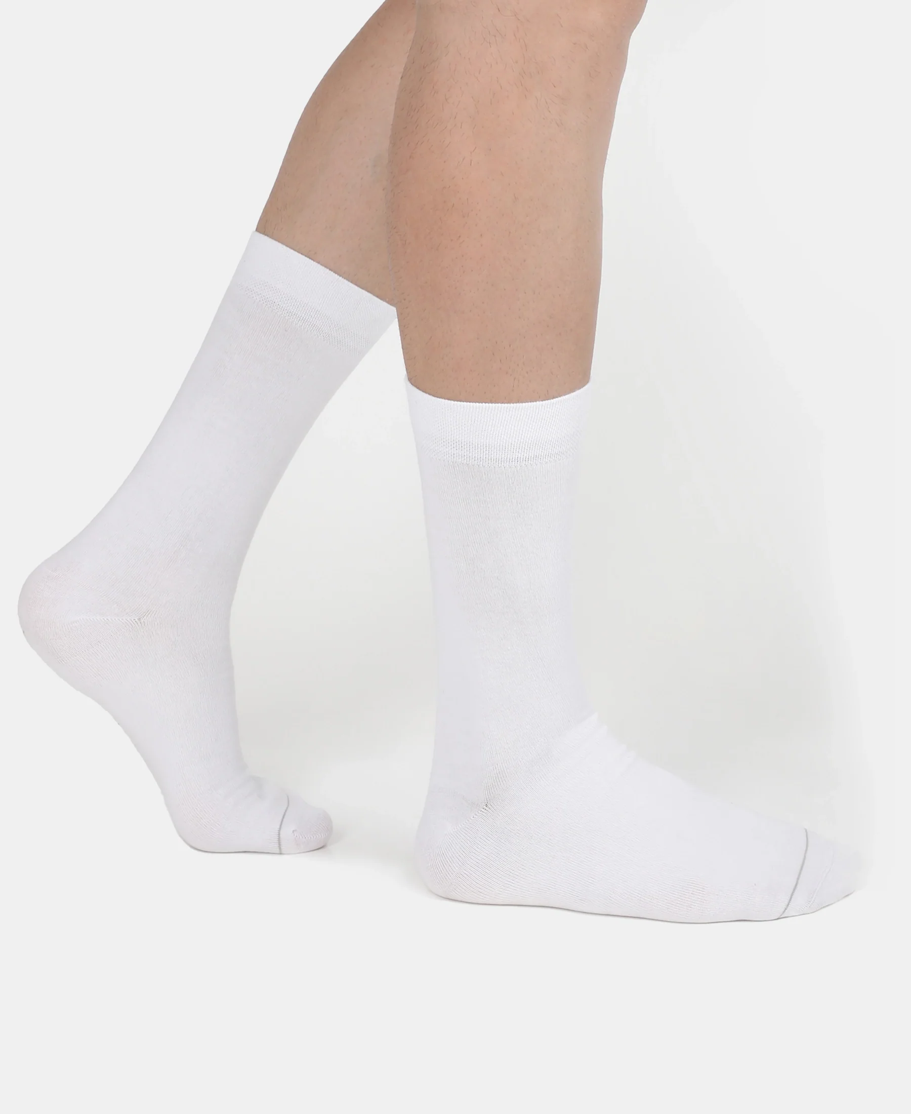 Modal Cotton Elastane Stretch Crew Length Socks with StayFresh Treatment - White - Image 5