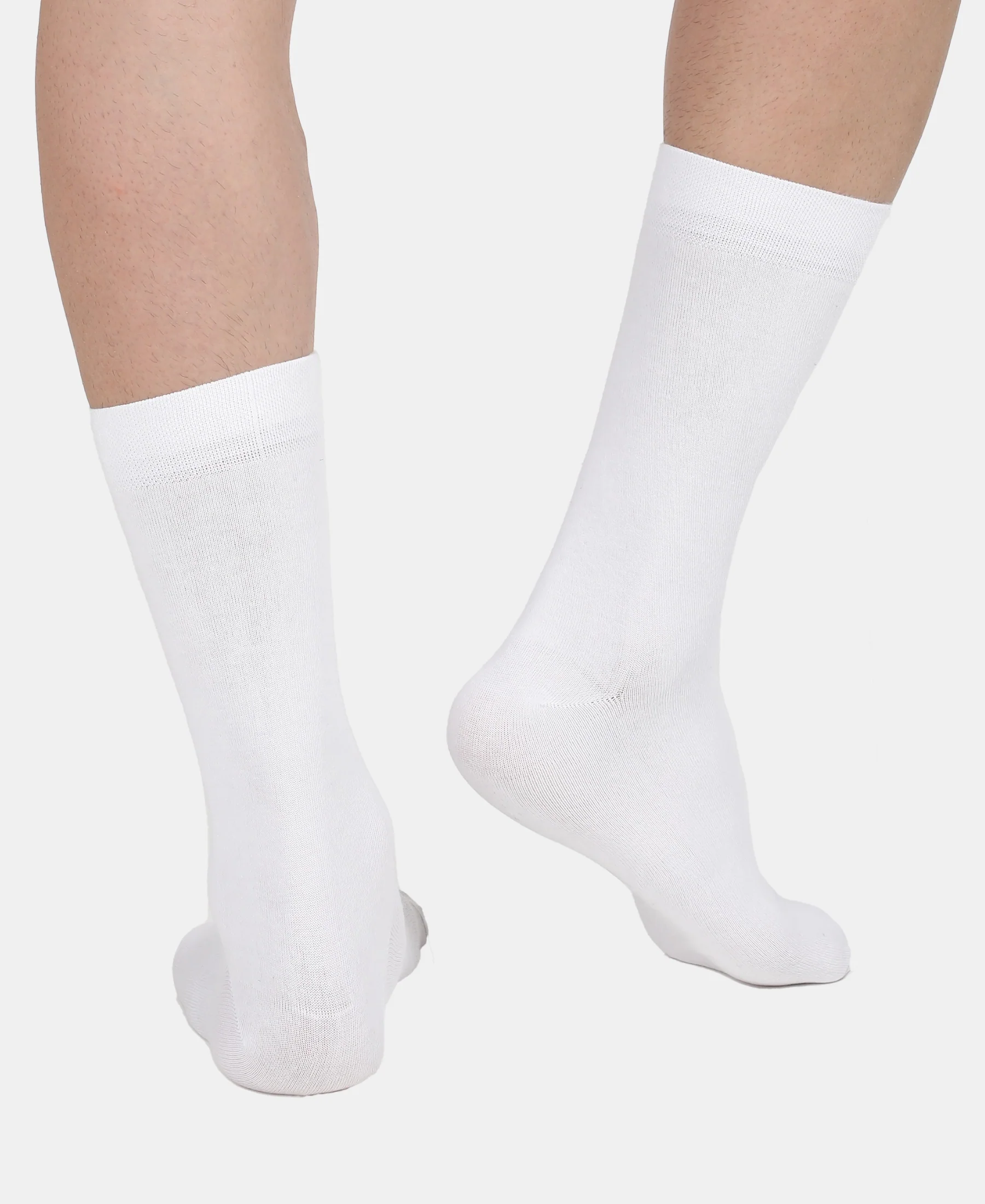 Modal Cotton Elastane Stretch Crew Length Socks with StayFresh Treatment - White - Image 6