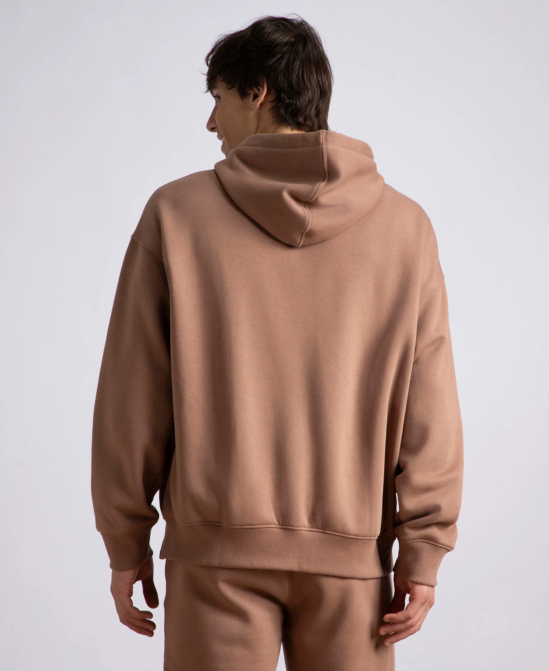 Oversized Super Combed Cotton Rich Fleece Jacket with StayWarm Technology - Brownie - Image 3