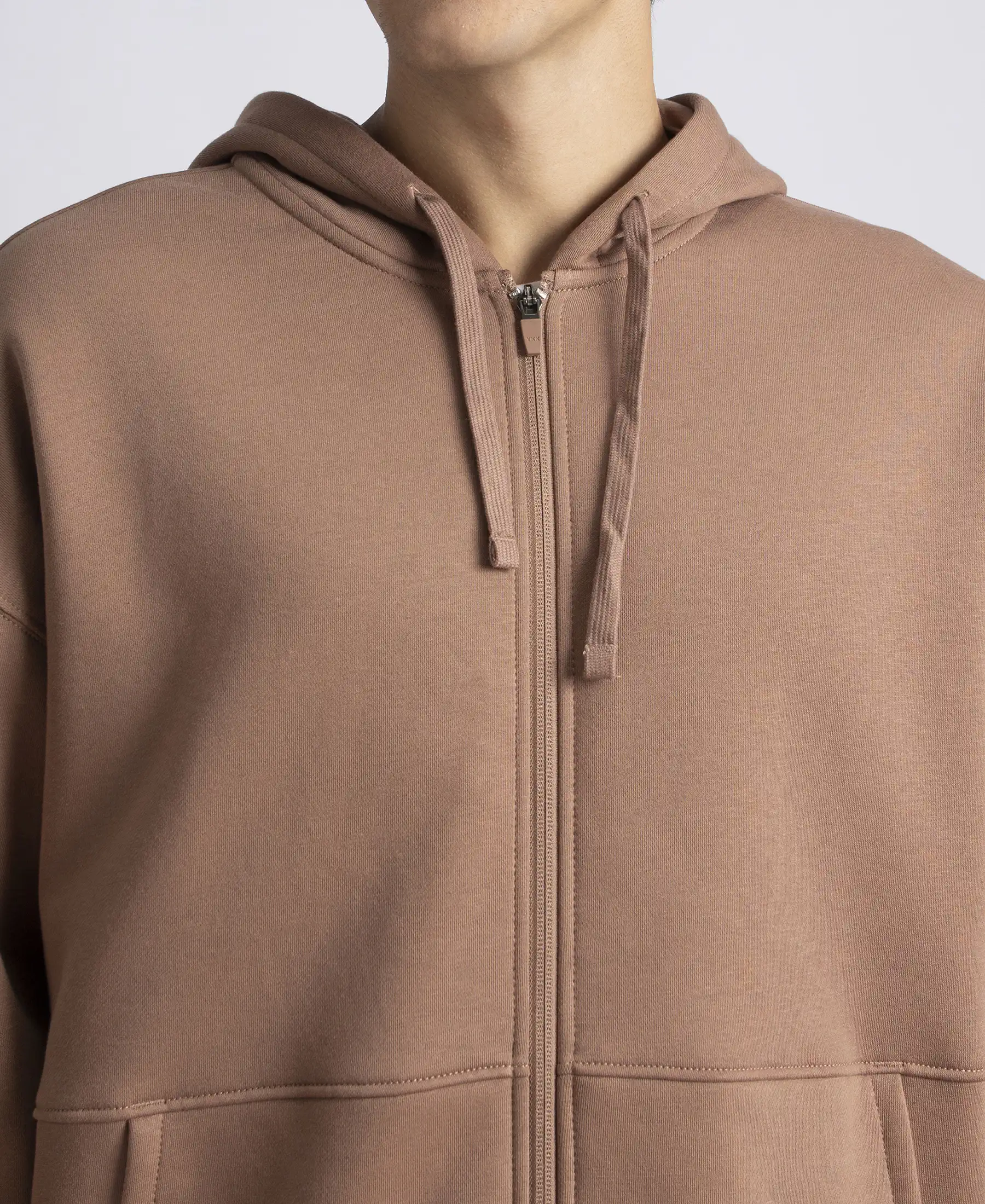 Oversized Super Combed Cotton Rich Fleece Jacket with StayWarm Technology - Brownie - Image 7