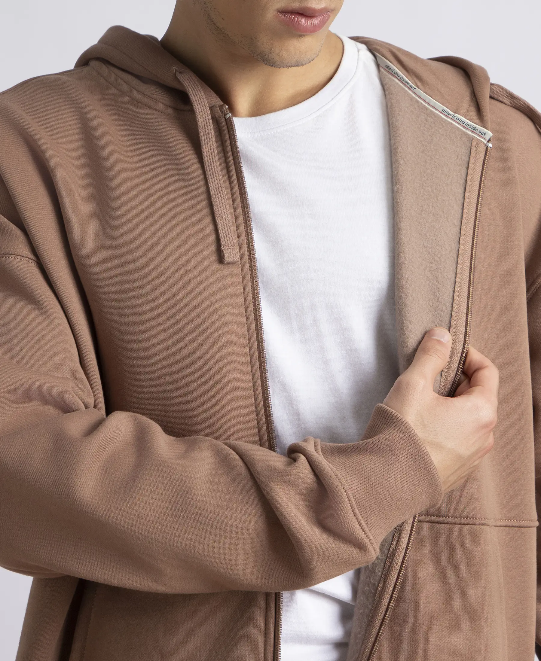 Oversized Super Combed Cotton Rich Fleece Jacket with StayWarm Technology - Brownie - Image 8