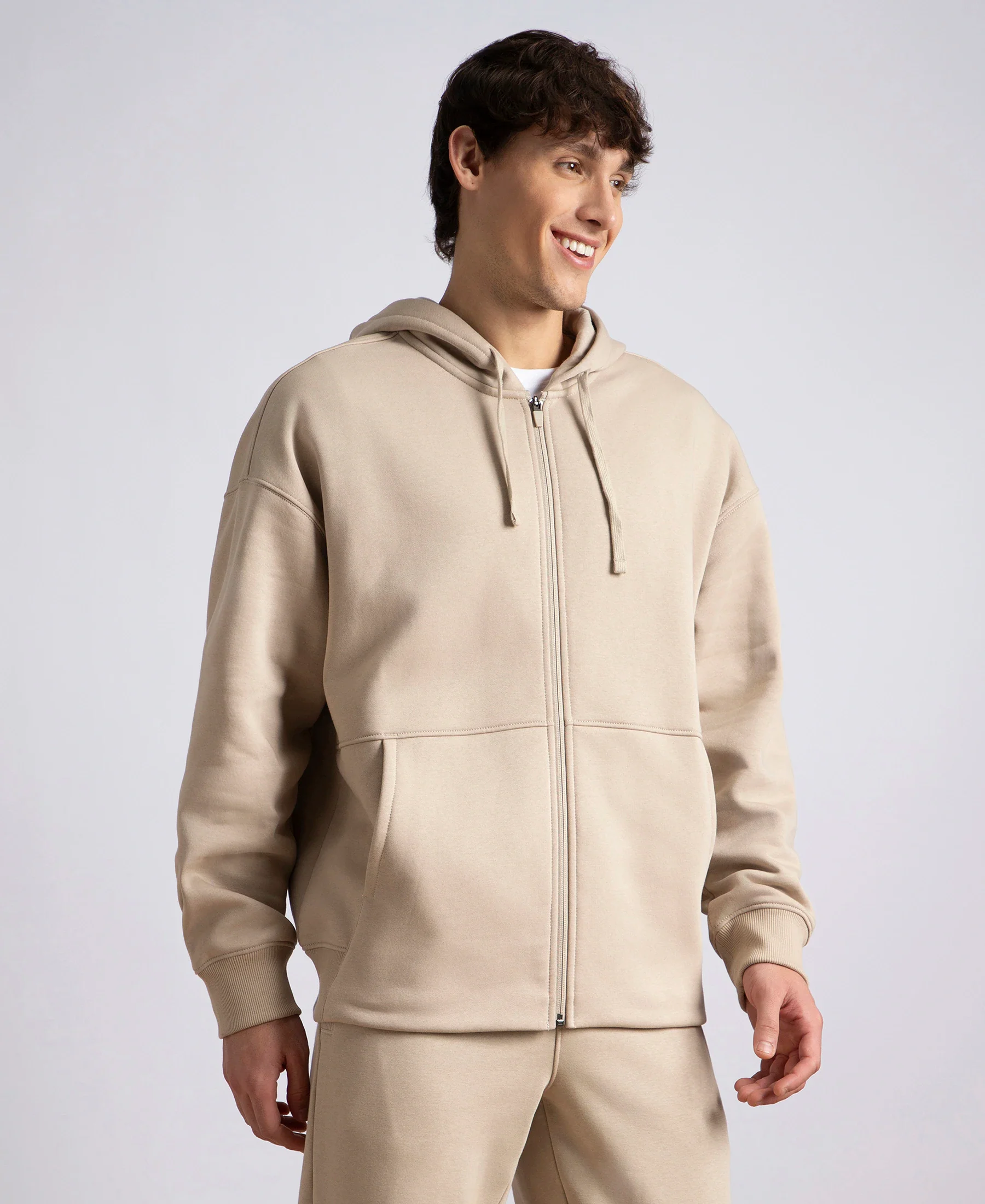 Oversized Super Combed Cotton Rich Fleece Jacket with StayWarm Technology - Pure Cashmere - Image 2