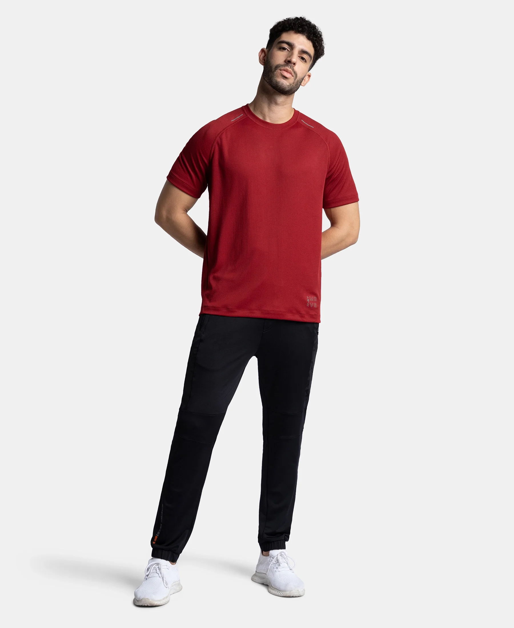 Pack of 2 Lightweight Microfiber Solid Round Neck Half Sleeve T-Shirt with Breathable Mesh - Sundried Tomato & Iceberg Green - Image 10