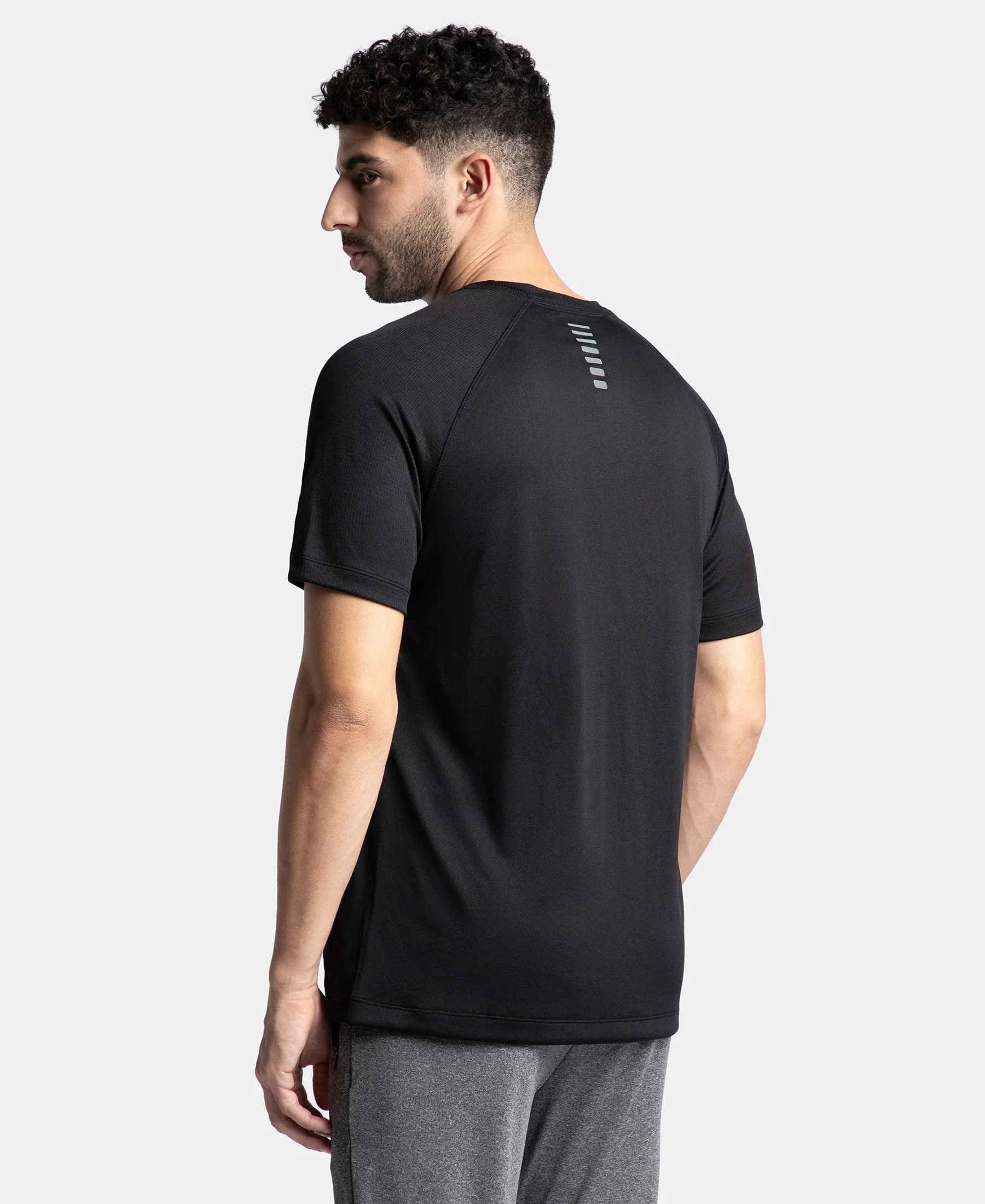 Pack of 2 Lightweight Microfiber Solid Round Neck Half Sleeve T-Shirt with Breathable Mesh - Navy & Black - Image 8