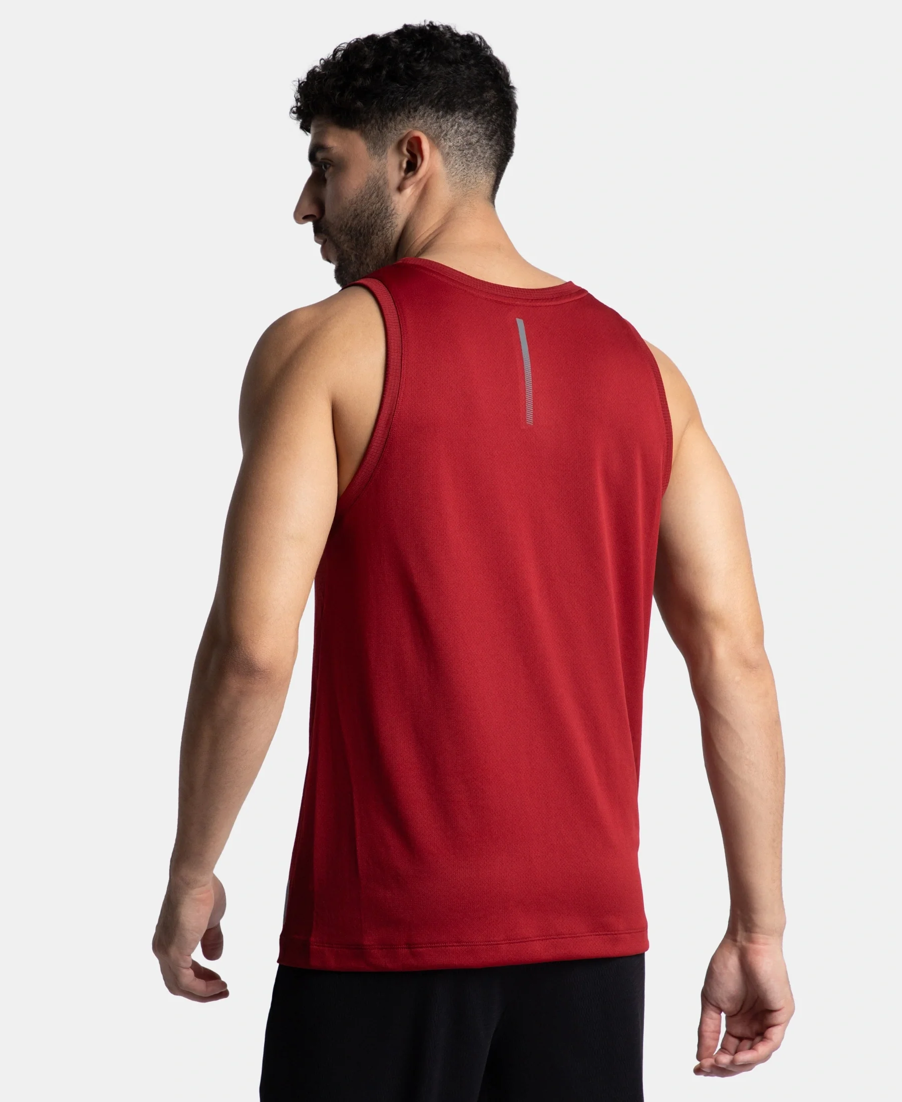Pack of 2 Lightweight Microfiber Solid Tank Top with Breathable Mesh - Black & Sundried Tomato - Image 3