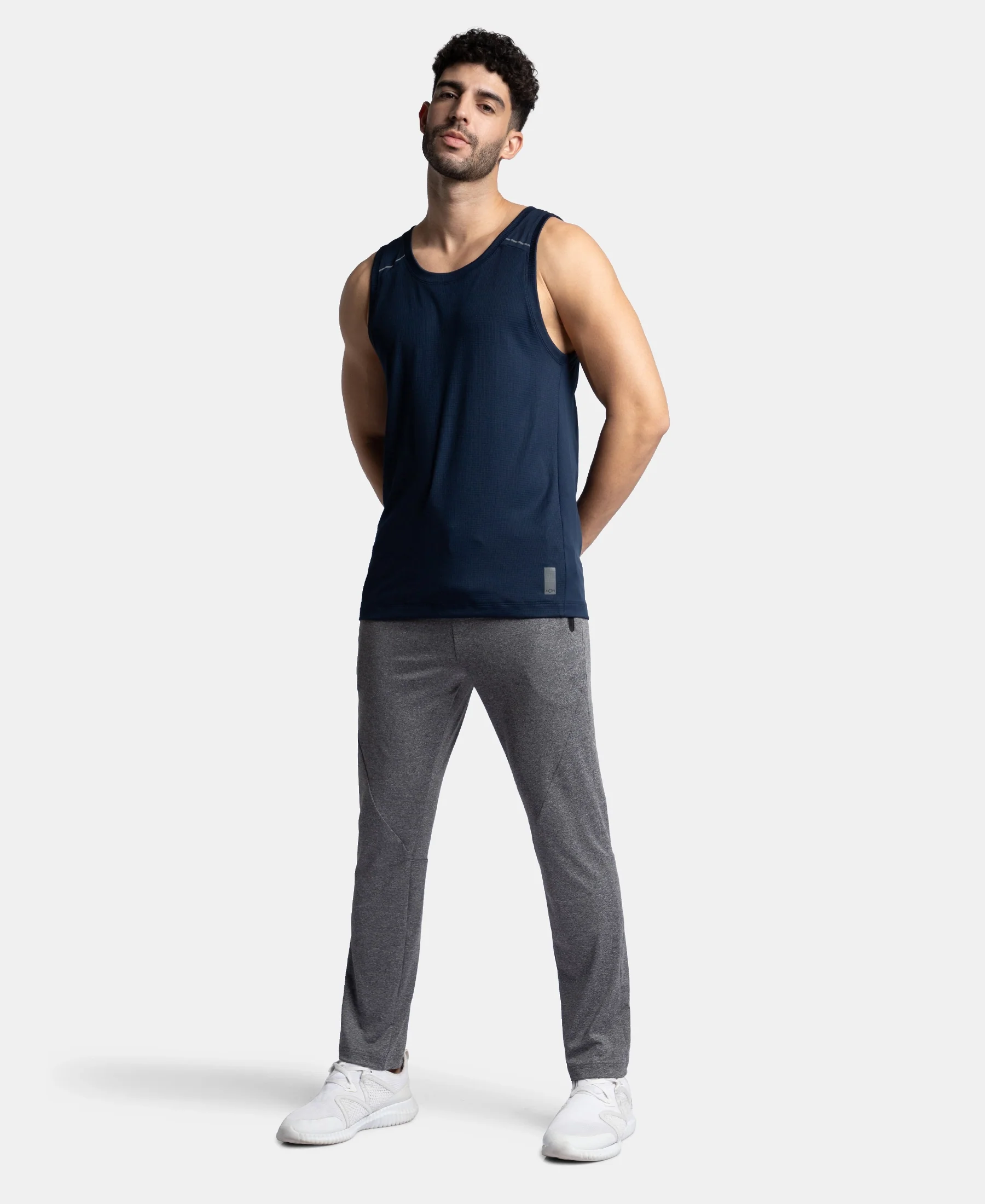 Pack of 2 Lightweight Microfiber Solid Tank Top with Breathable Mesh - Navy & Black - Image 10