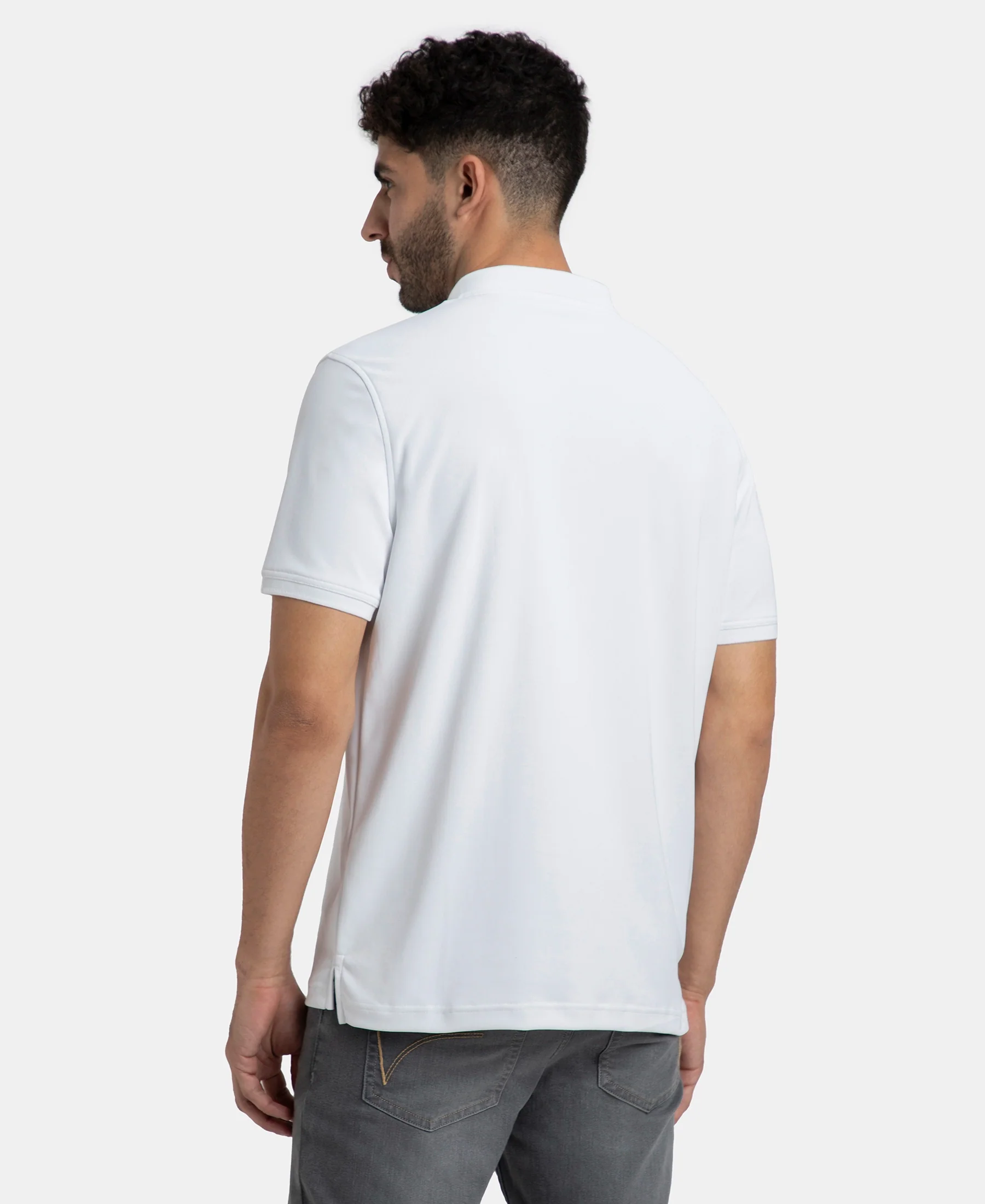 Pack of 2 Microfiber Fabric Solid Half Sleeve Polo T-Shirt with StayDry & StayFresh Technology - Black & White - Image 3