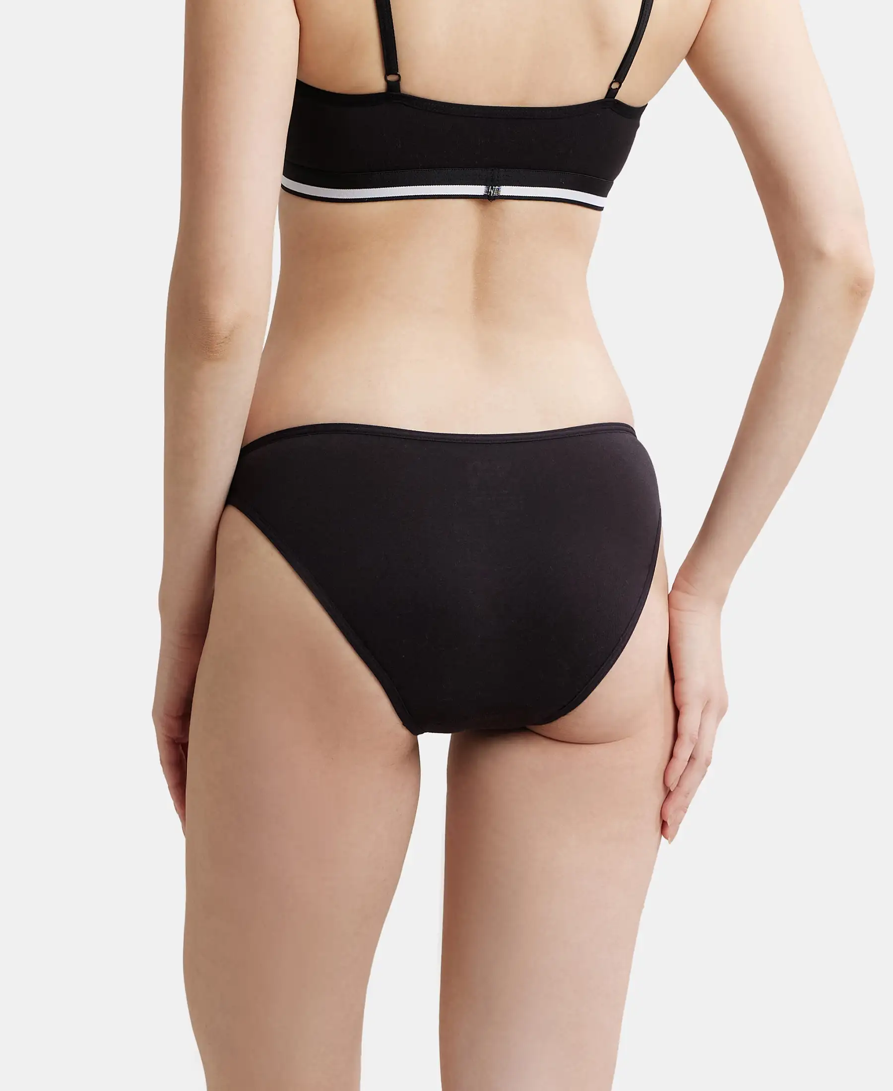 Pack of 2 Super Combed Cotton Elastane Stretch Low Waist Bikini With Concealed Waistband and StayFresh Treatment - Beet Red & Black - Image 3