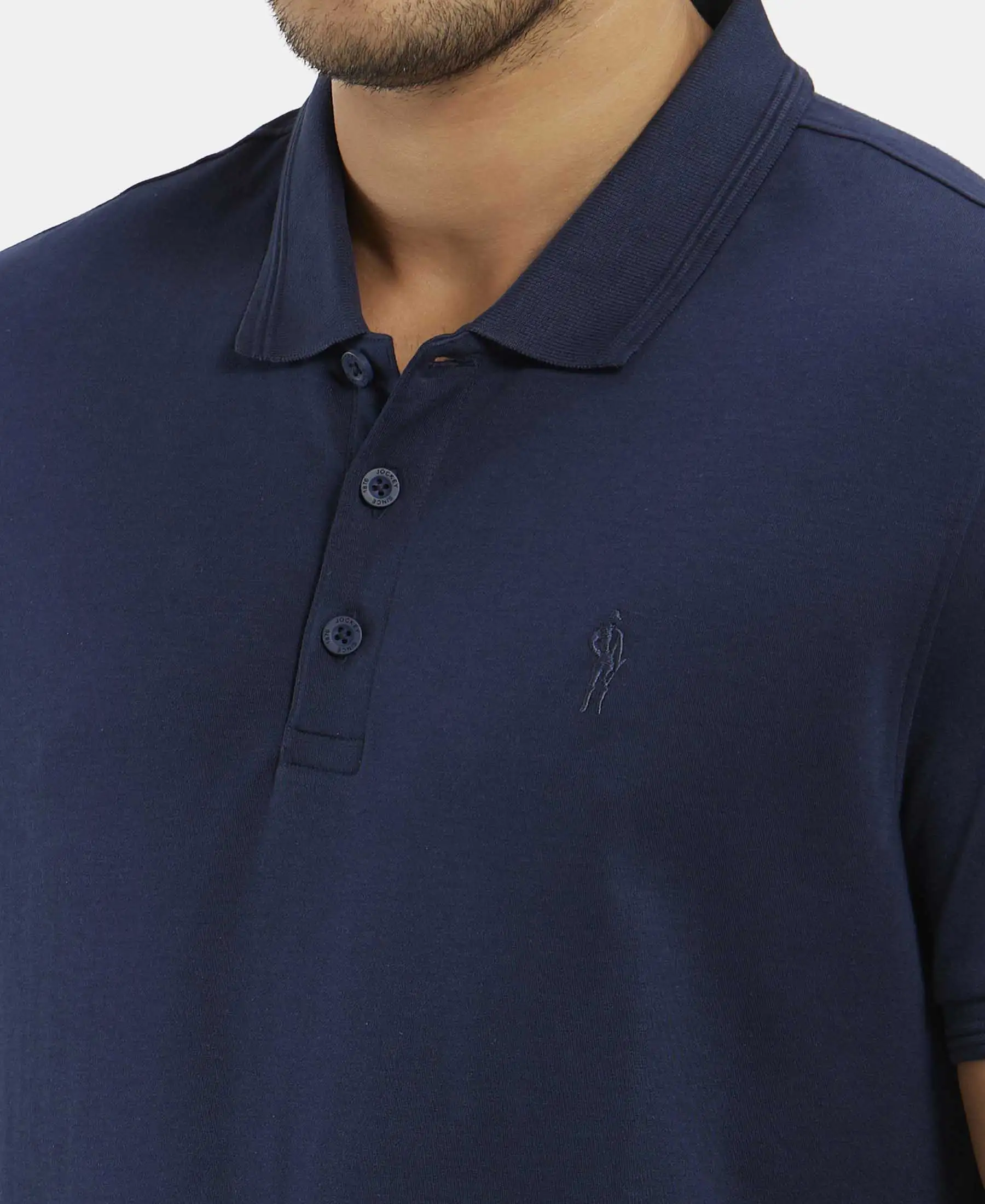 Pack of 2 Super Combed Cotton Rich Solid Half Sleeve Polo T-Shirt - White & Navy - Image 6