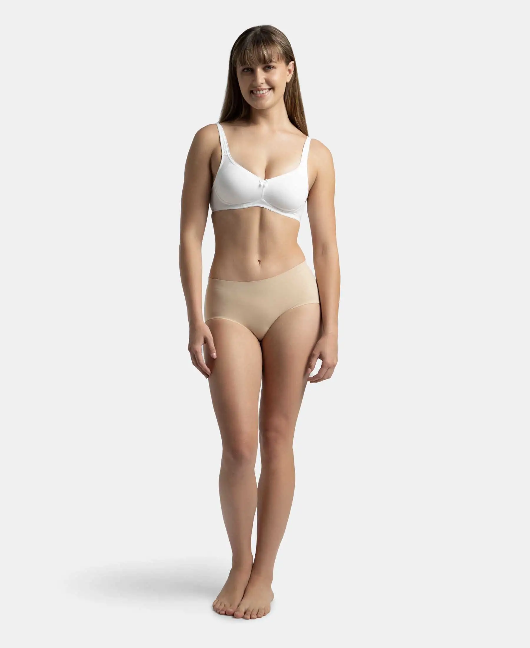 Pack of 2 Wirefree Non Padded Super Combed Cotton Elastane Stretch Full Coverage Everyday Bra with Contoured Shaper Panel and Adjustable Straps - Black & White - Image 10