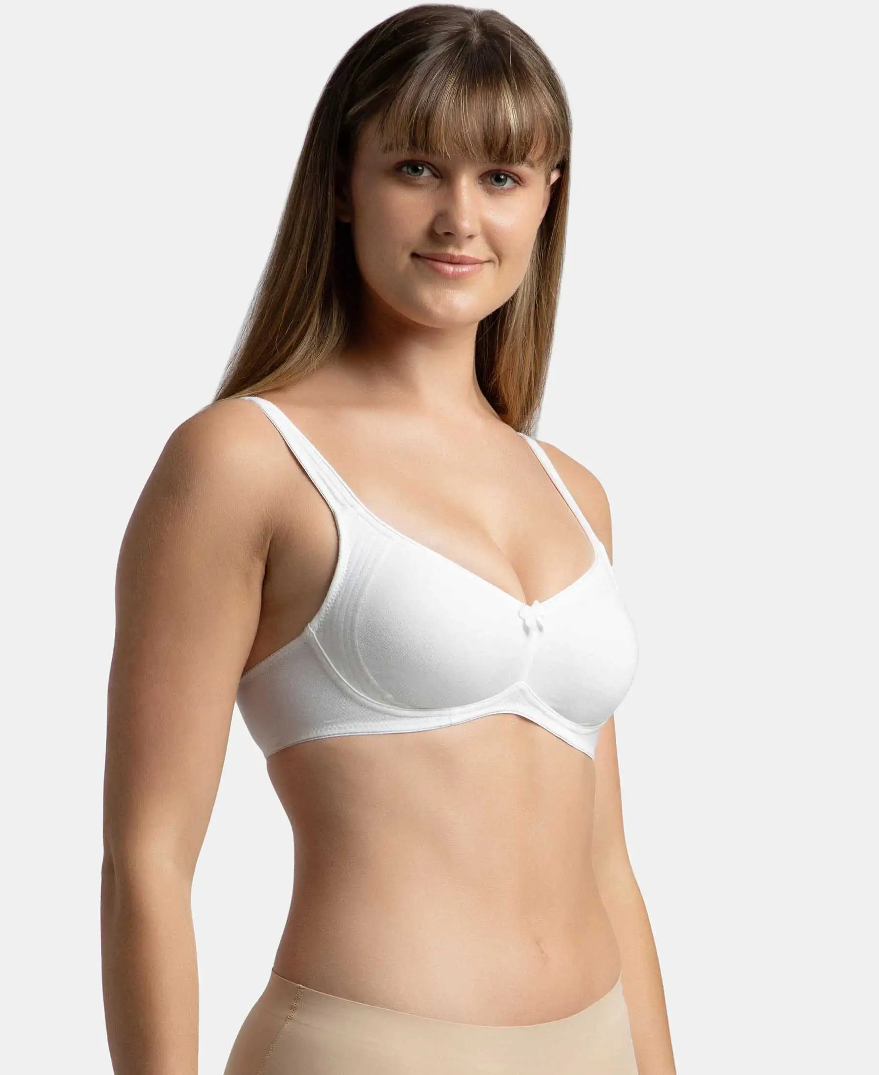 Pack of 2 Wirefree Non Padded Super Combed Cotton Elastane Stretch Full Coverage Everyday Bra with Contoured Shaper Panel and Adjustable Straps - Black & White - Image 6