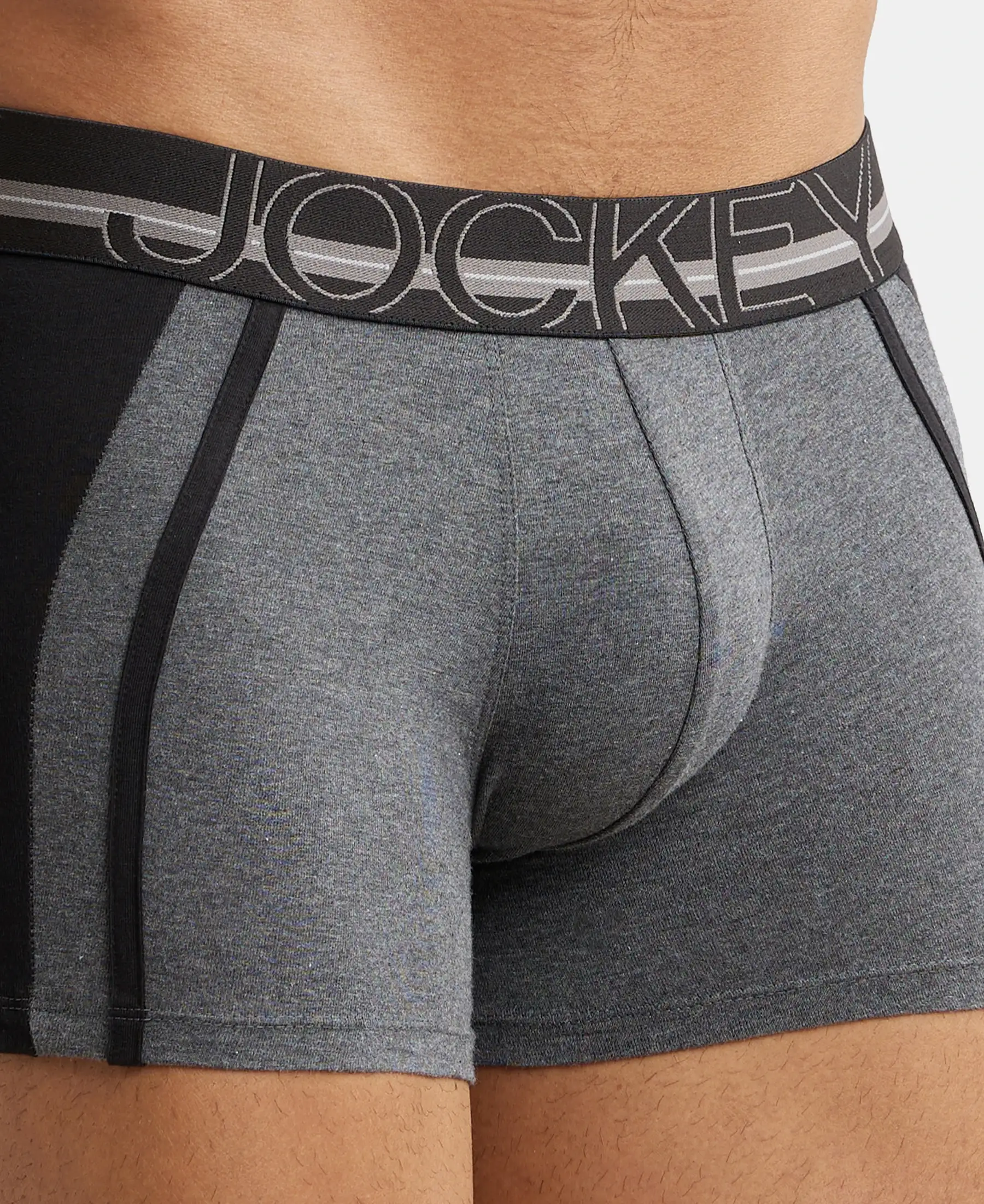 Pack of 3 Super Combed Cotton Elastane Stretch Solid Trunk with Ultrasoft Waistband - Navy, Charcoal Melange & Black - Image 6