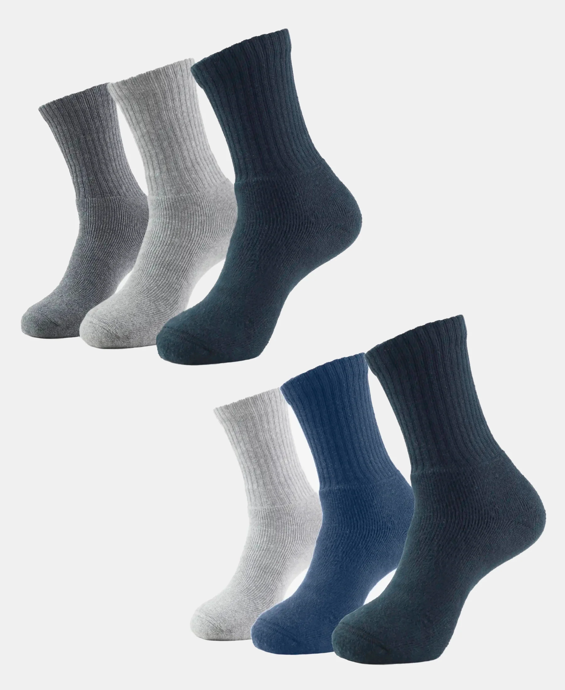 Pack of 6 Compact Cotton Terry Crew Length Socks With StayFresh Treatment - Black, Navy, Midgrey & Charcoal Melange - Image 5