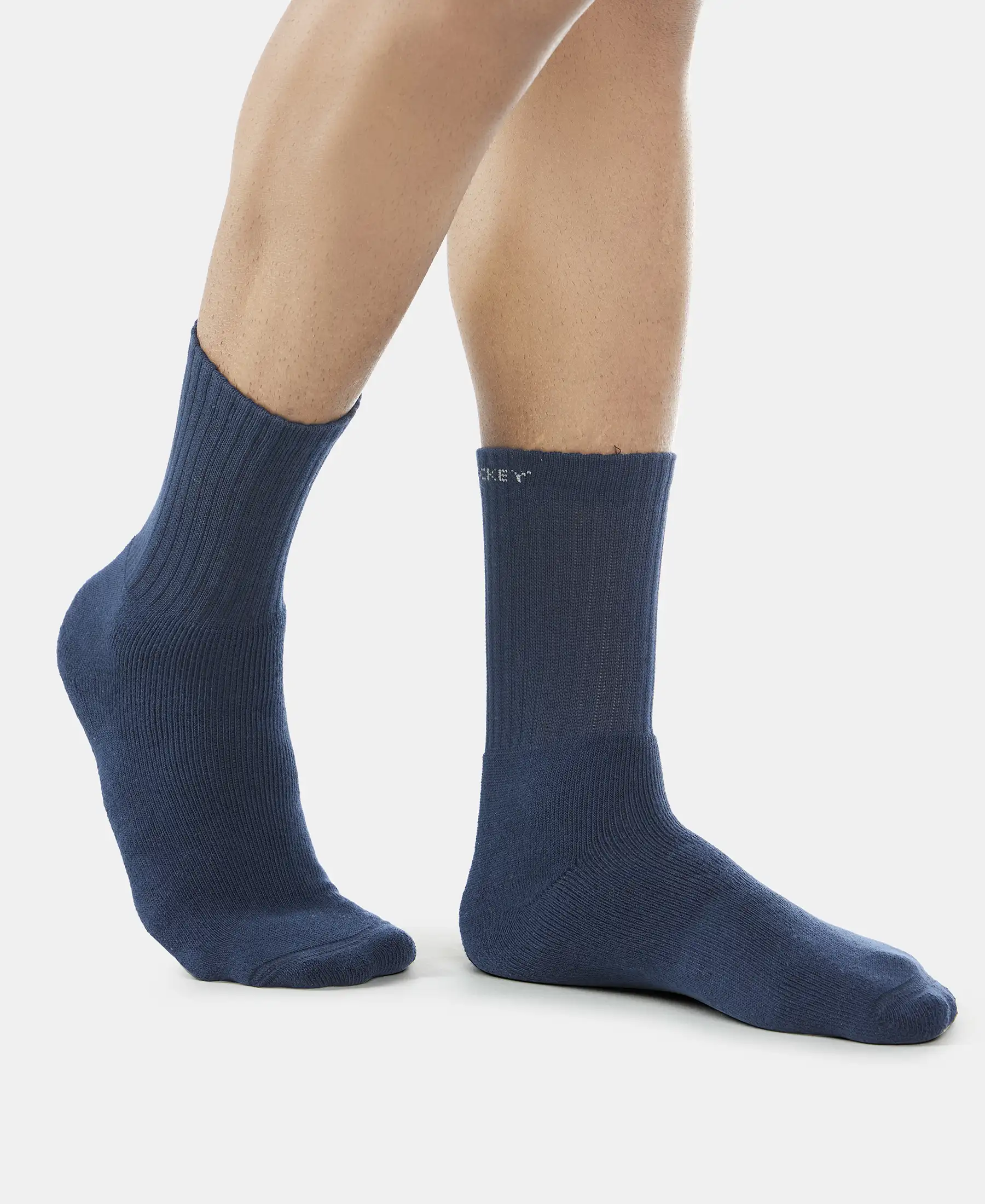 Pack of 6 Compact Cotton Terry Crew Length Socks With StayFresh Treatment - Black, Navy, Charcoal & Midgrey Melange - Image 4