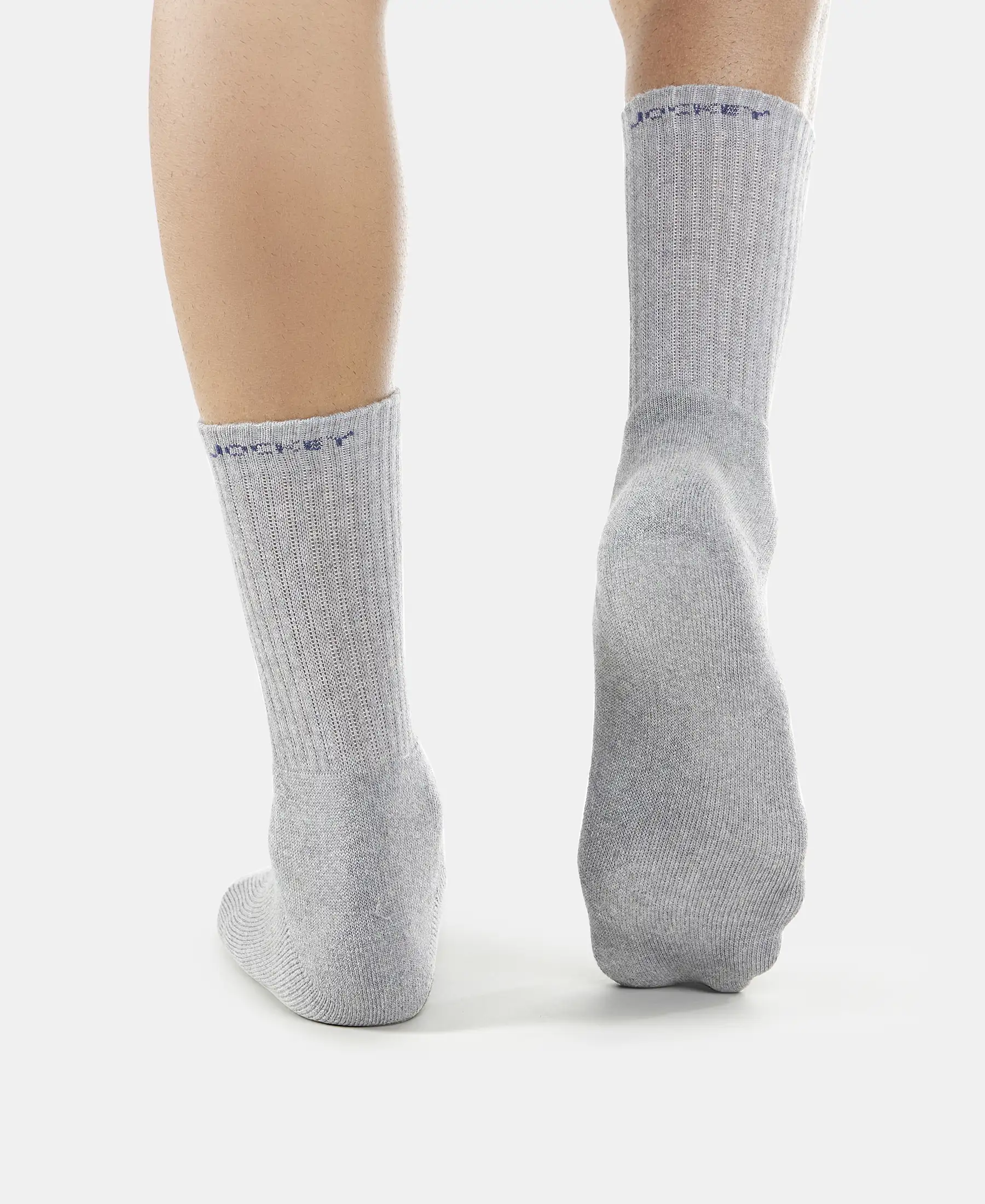 Pack of 6 Compact Cotton Terry Crew Length Socks With StayFresh Treatment - Black, Navy, Charcoal & Midgrey Melange - Image 6
