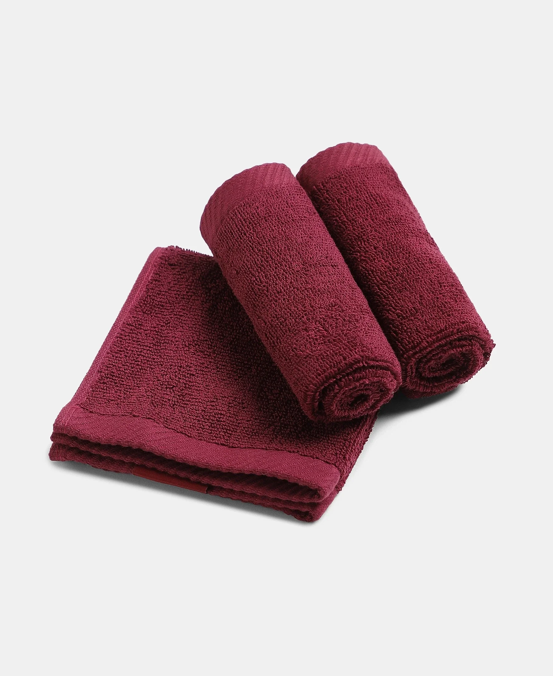 Pack of 6 Cotton Terry Ultrasoft and Durable Solid Face Towel - Grey & Burgundy - Image 3