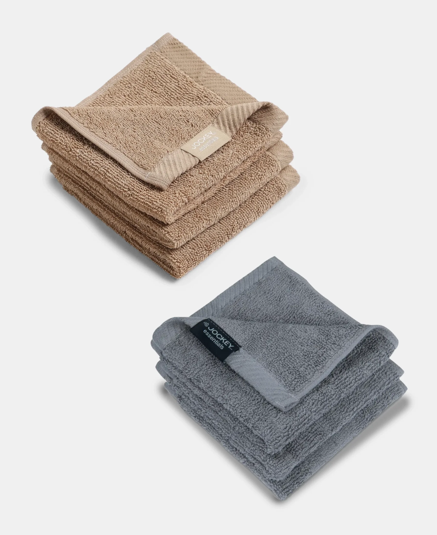 Pack of 6 Cotton Terry Ultrasoft and Durable Solid Face Towel - Grey & Camel - Image 5